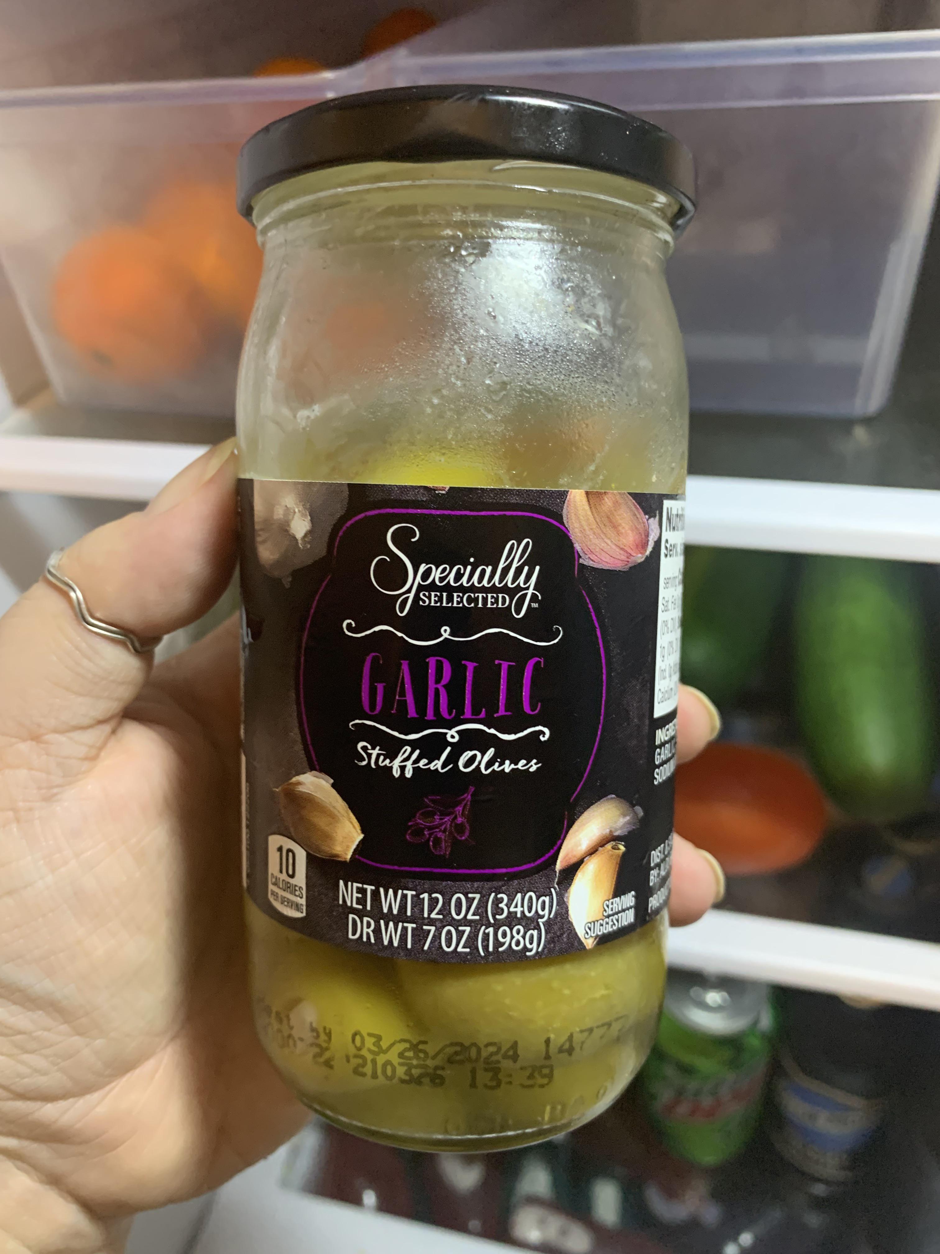 these garlic stuffed olives are amazing. I got a good laugh when I read