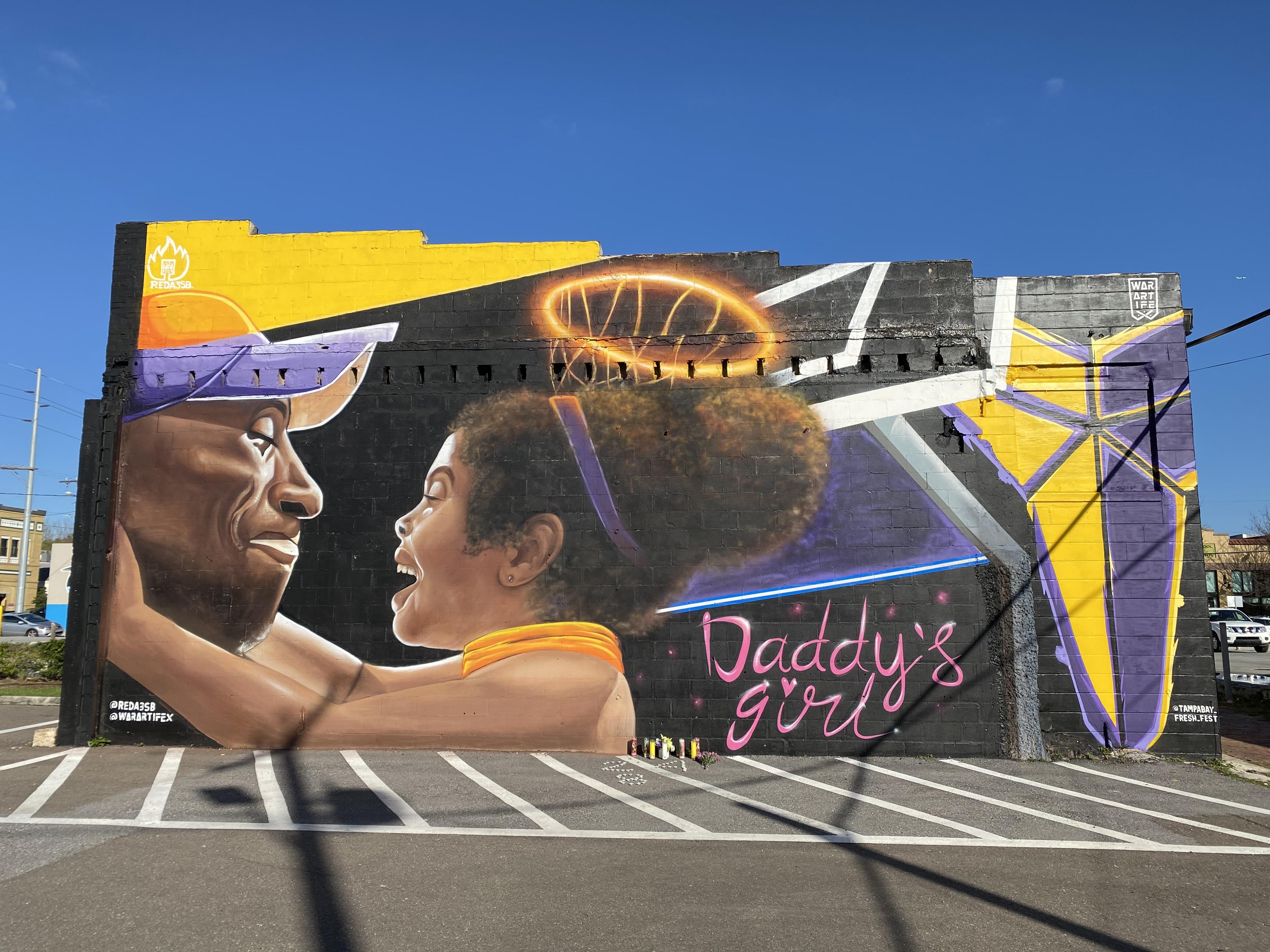 Riding around on bicycle, saw this Kobe / Gigi Mural near Hall on