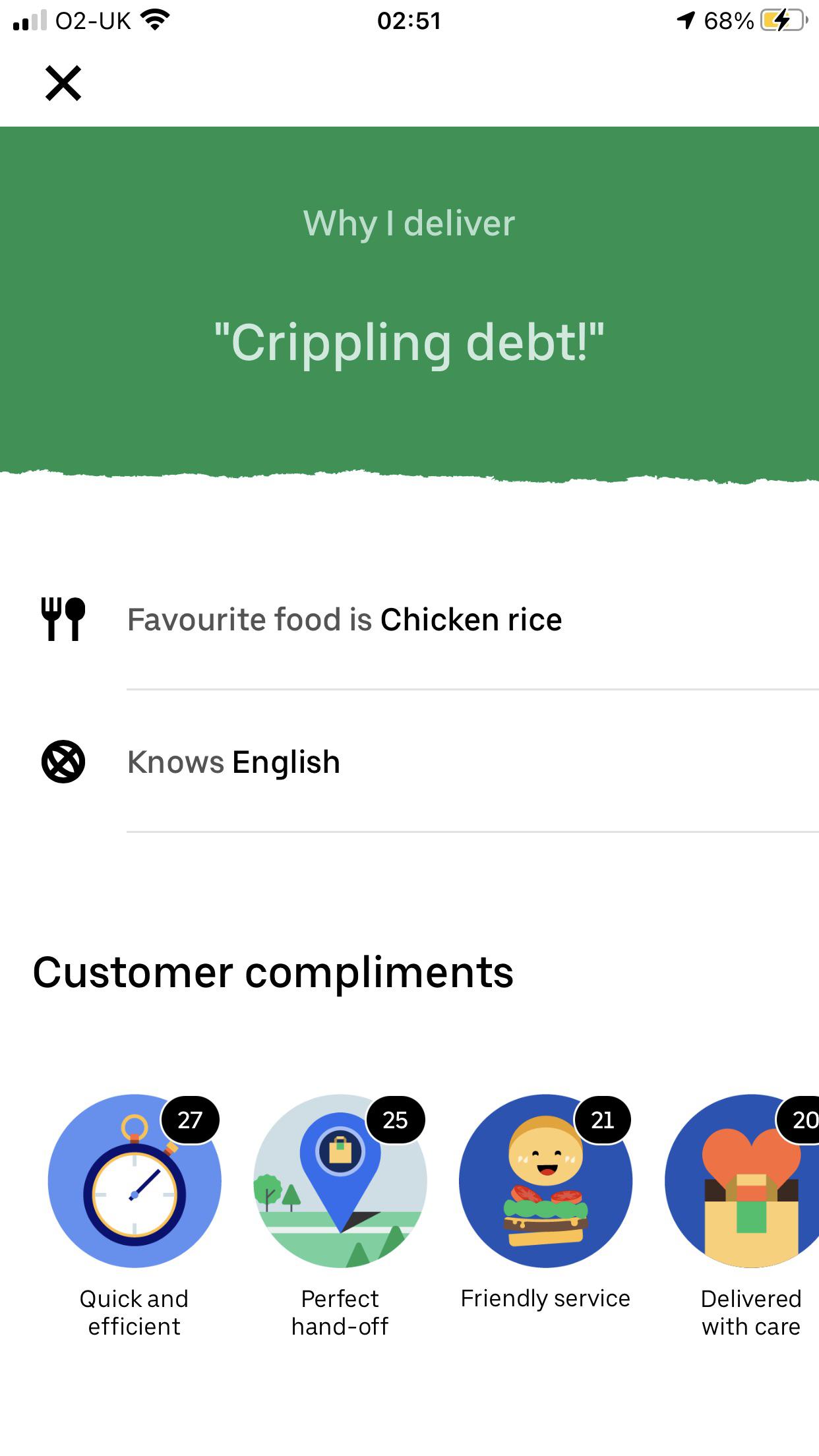 Hahaha best bio so far r/UberEATS