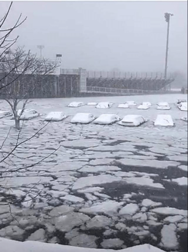 Flooding in Gloucester, MA from the ongoing blizzard. This is the high
