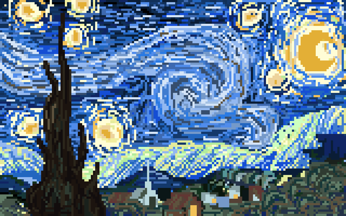 Starry night in the eyes of Pixilart. (Not OC) credits to Salty PixelArt