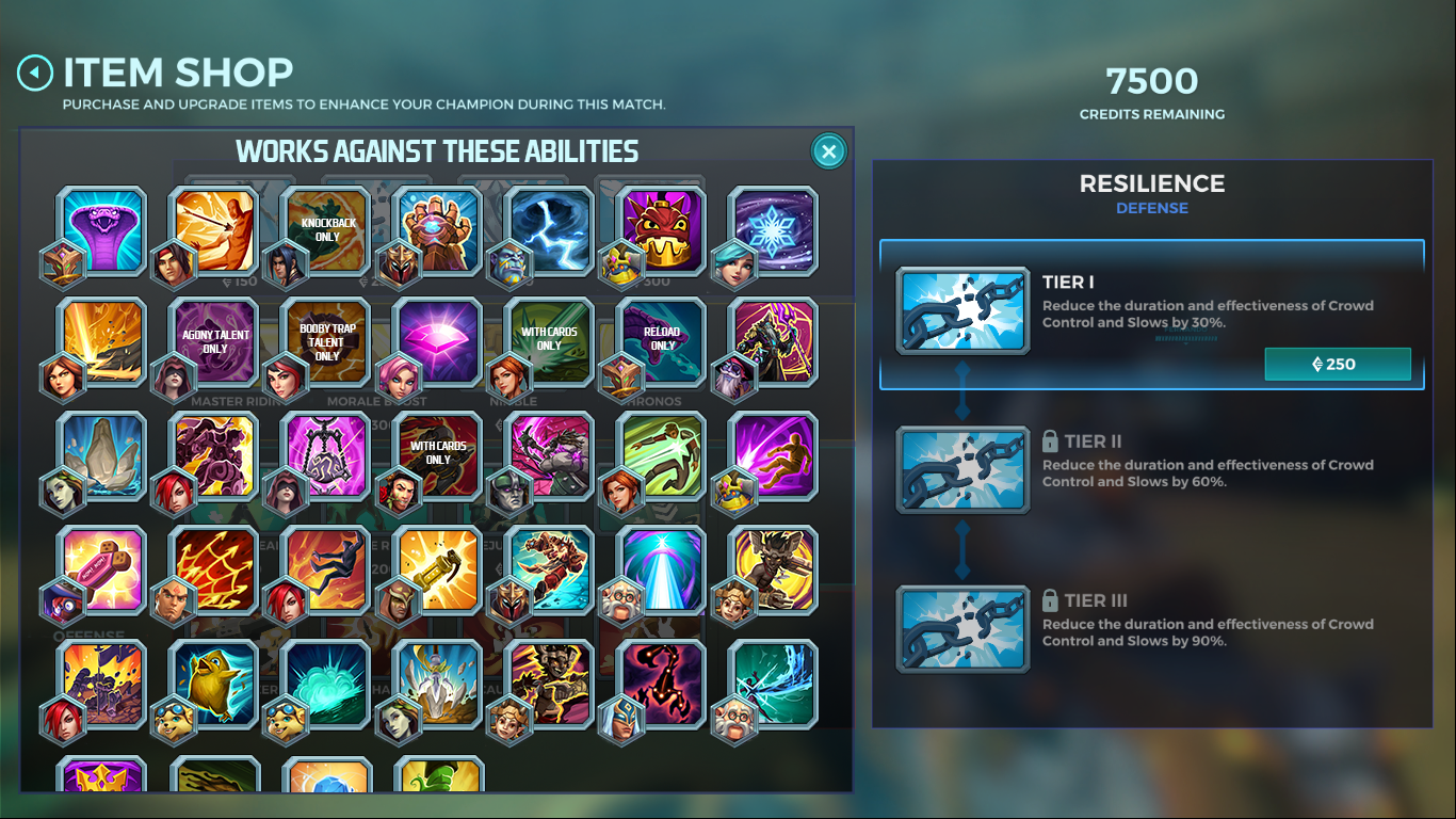 Idea for the Item Shop Menu r/Paladins