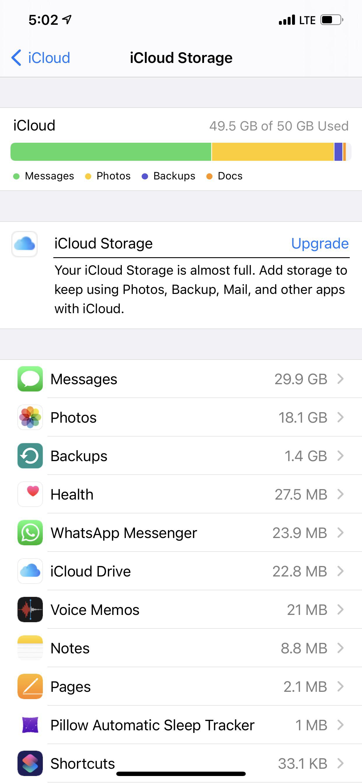 iCloud storage is almost full, messages size is massive, please help