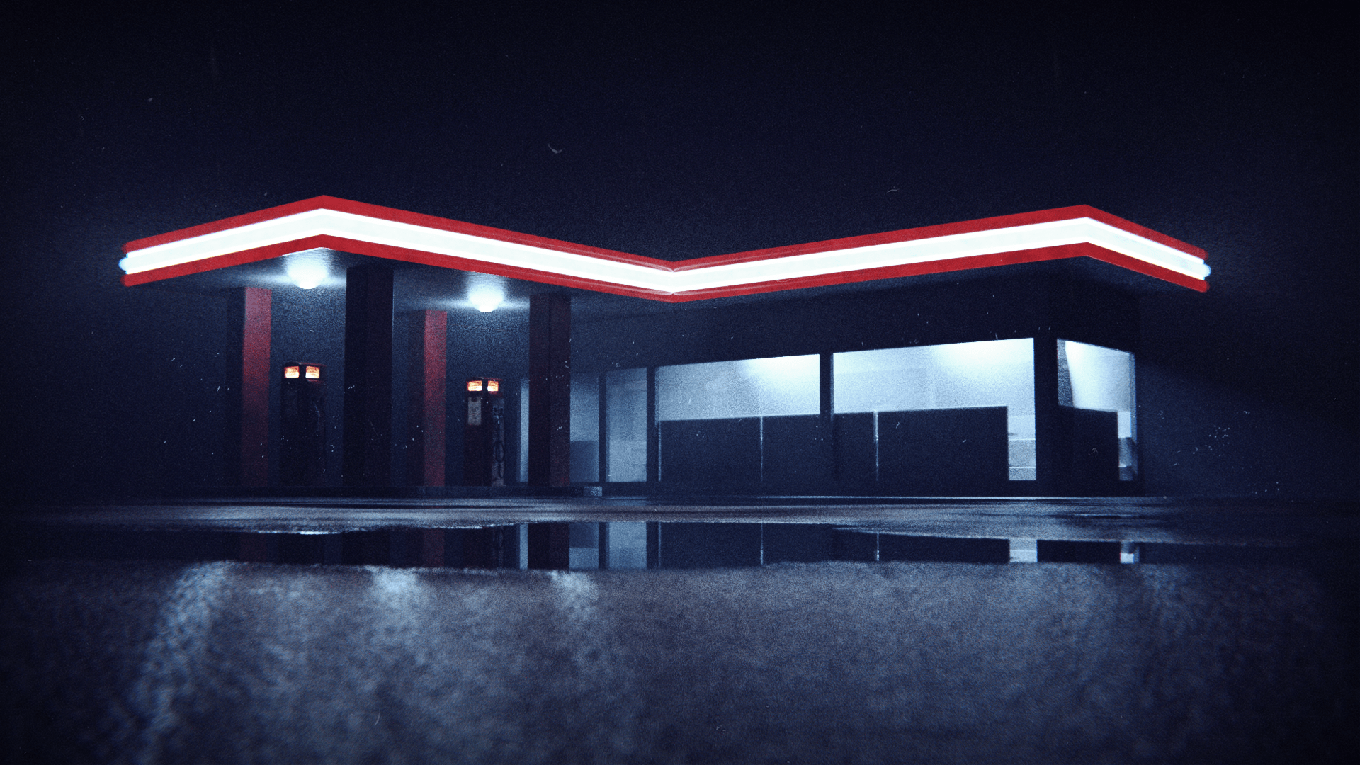 Moody gas station scene r/blender