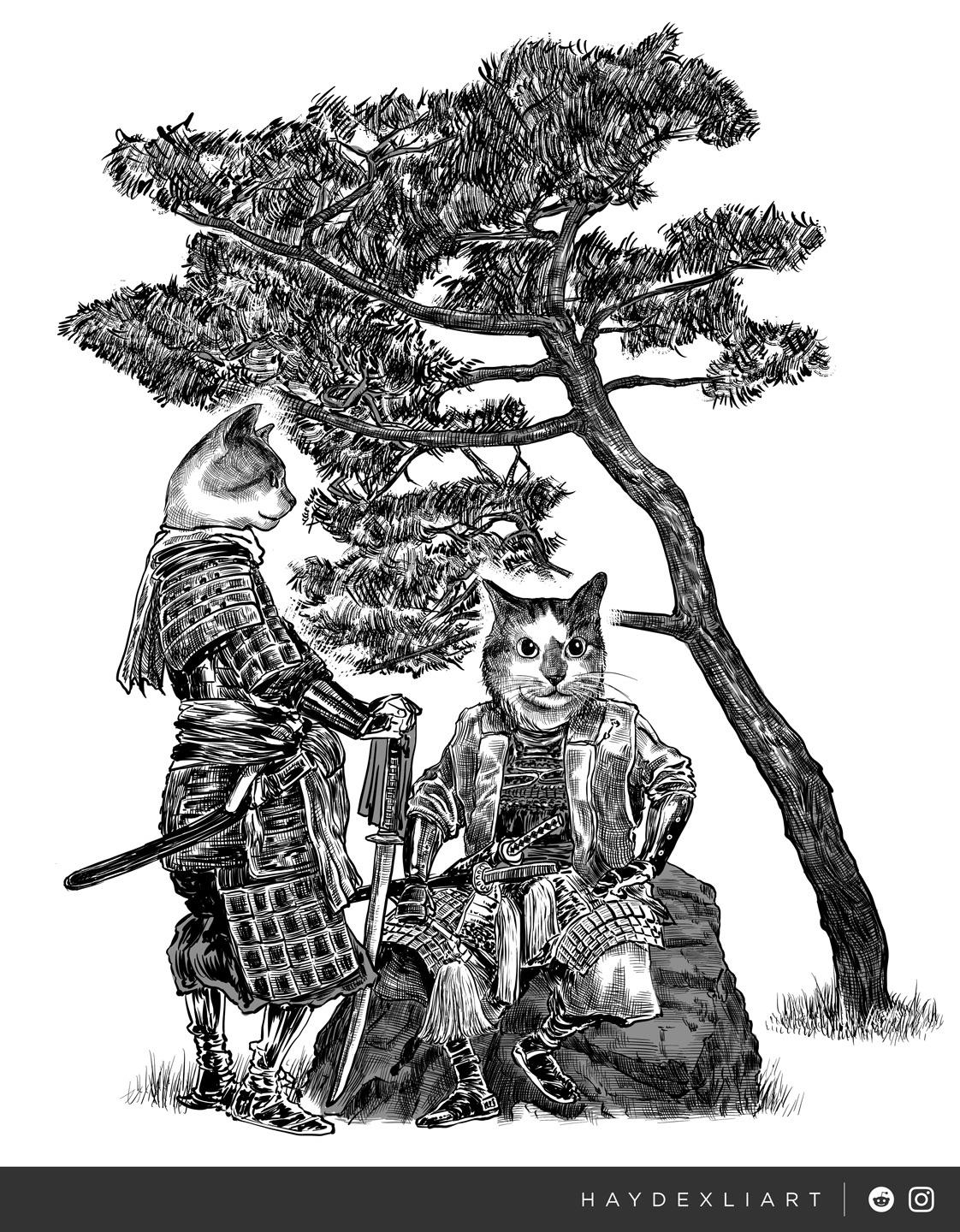 Samurai cats drawn by me...because why not? 😎 r/CatDrawings