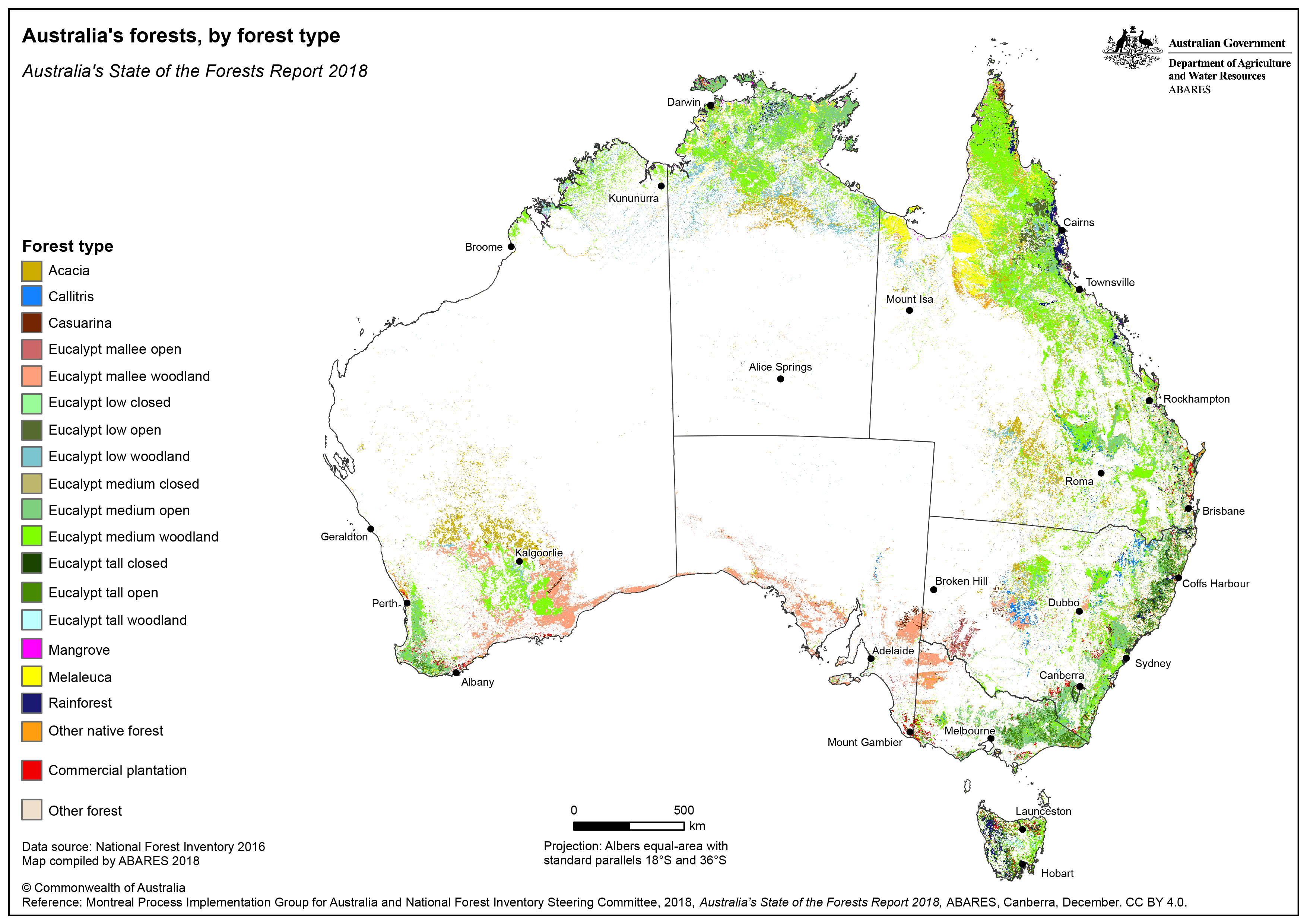 Australia's forests, by forest type r/AussieMaps