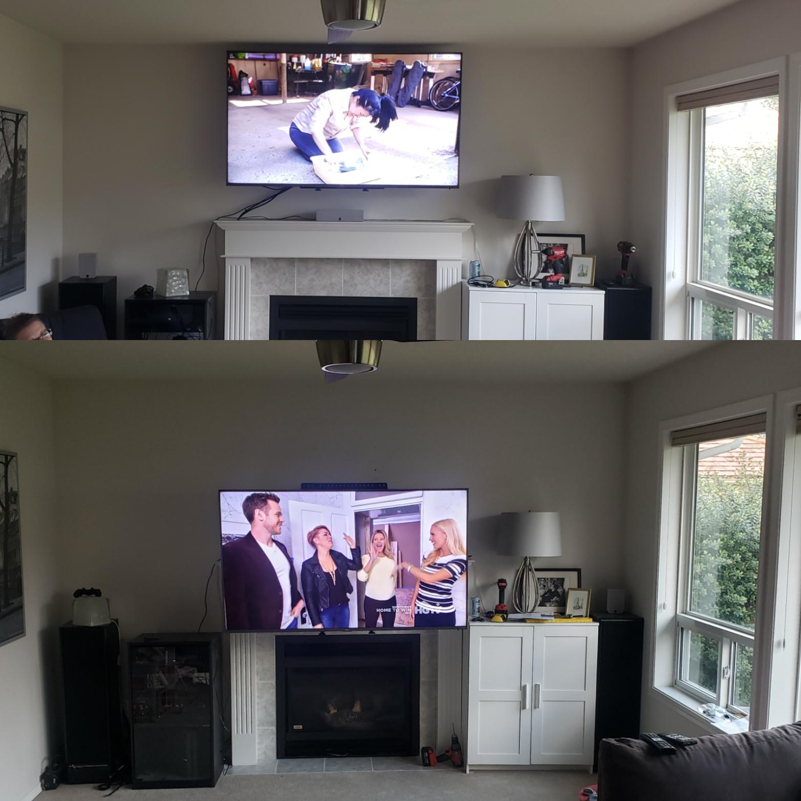 Installed a mantelmount tv mount. Tcl series 6, 65", infinity rs front