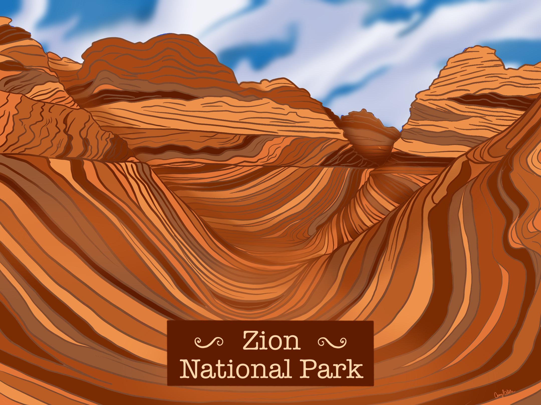 Final Illustration for Zion National Park r/Illustration