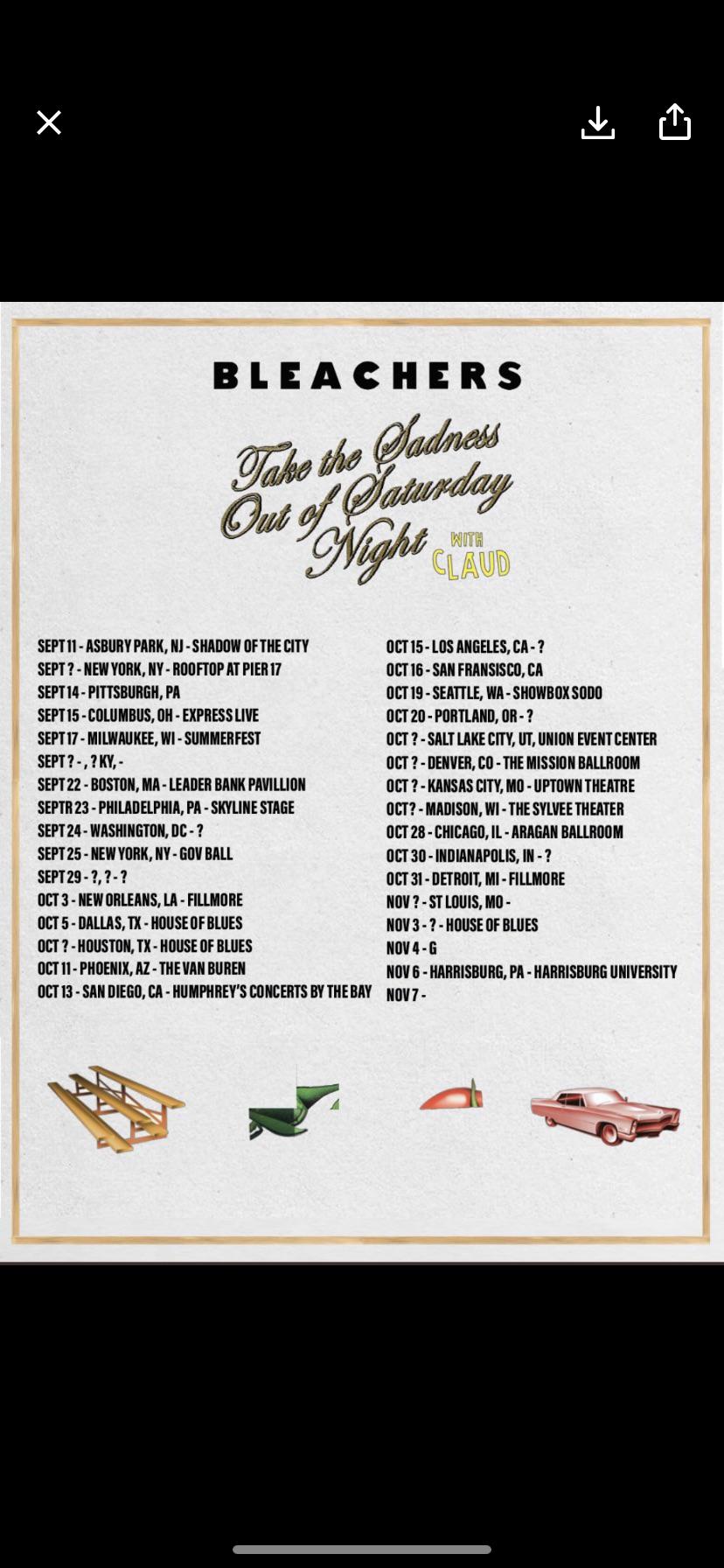 Bleachers tour 104080Bleachers tour philadelphia