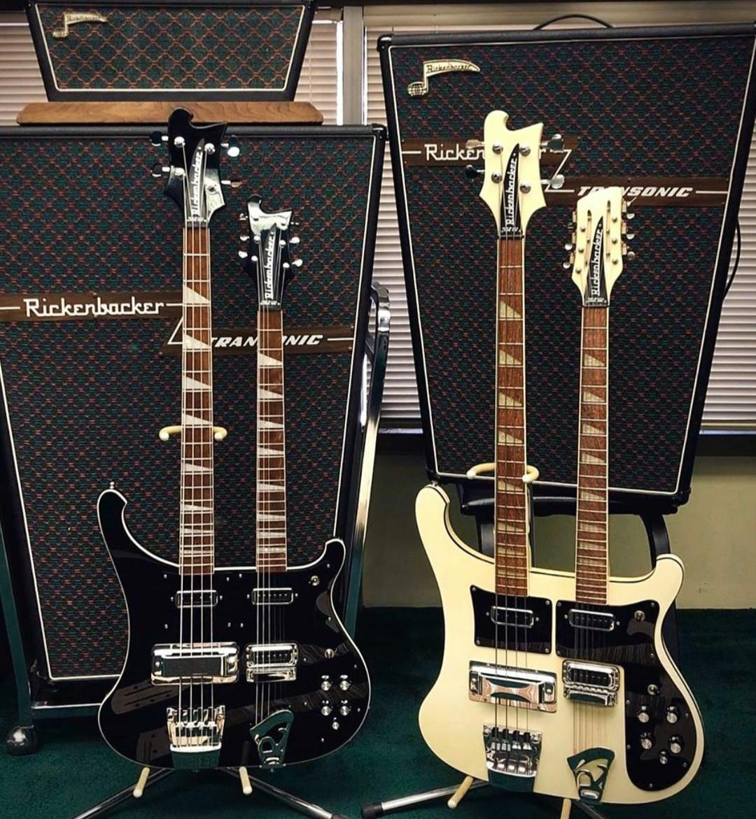 Les Claypool's rare Rickenbacker Custom doublenecked 4080 basses. r