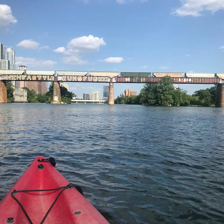 Kayaking on Lady Bird Lake, Austin Texas. I love this city, because you