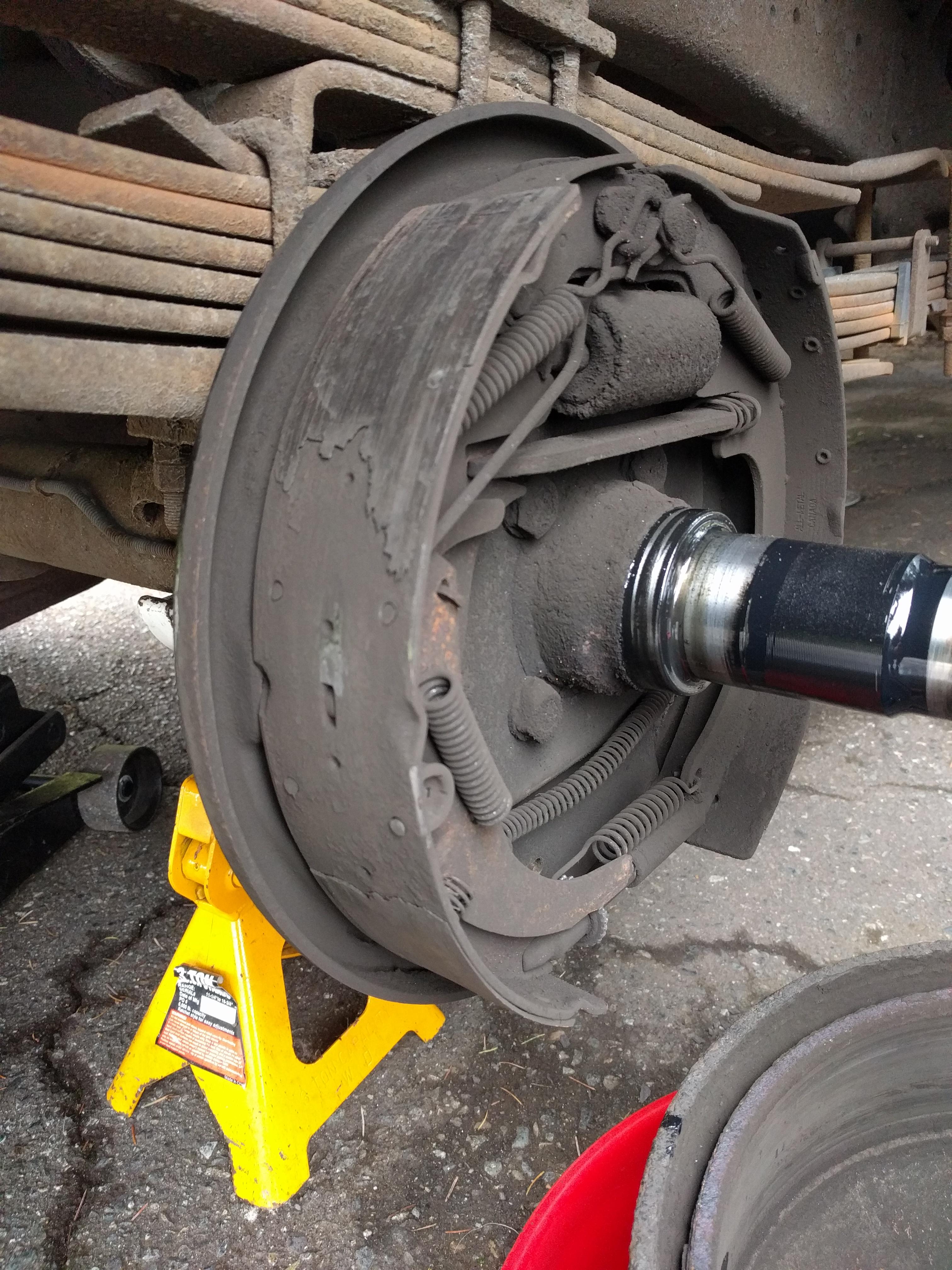 Dad mentioned his rear brakes were making noise. You don't say? Drum is