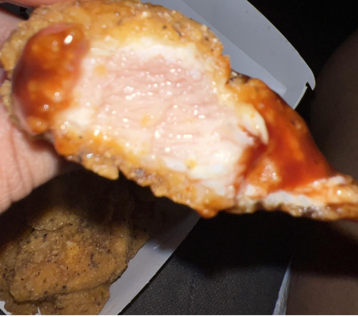 Chicken strip I ordered from checkers was raw )) r/mildlyinfuriating