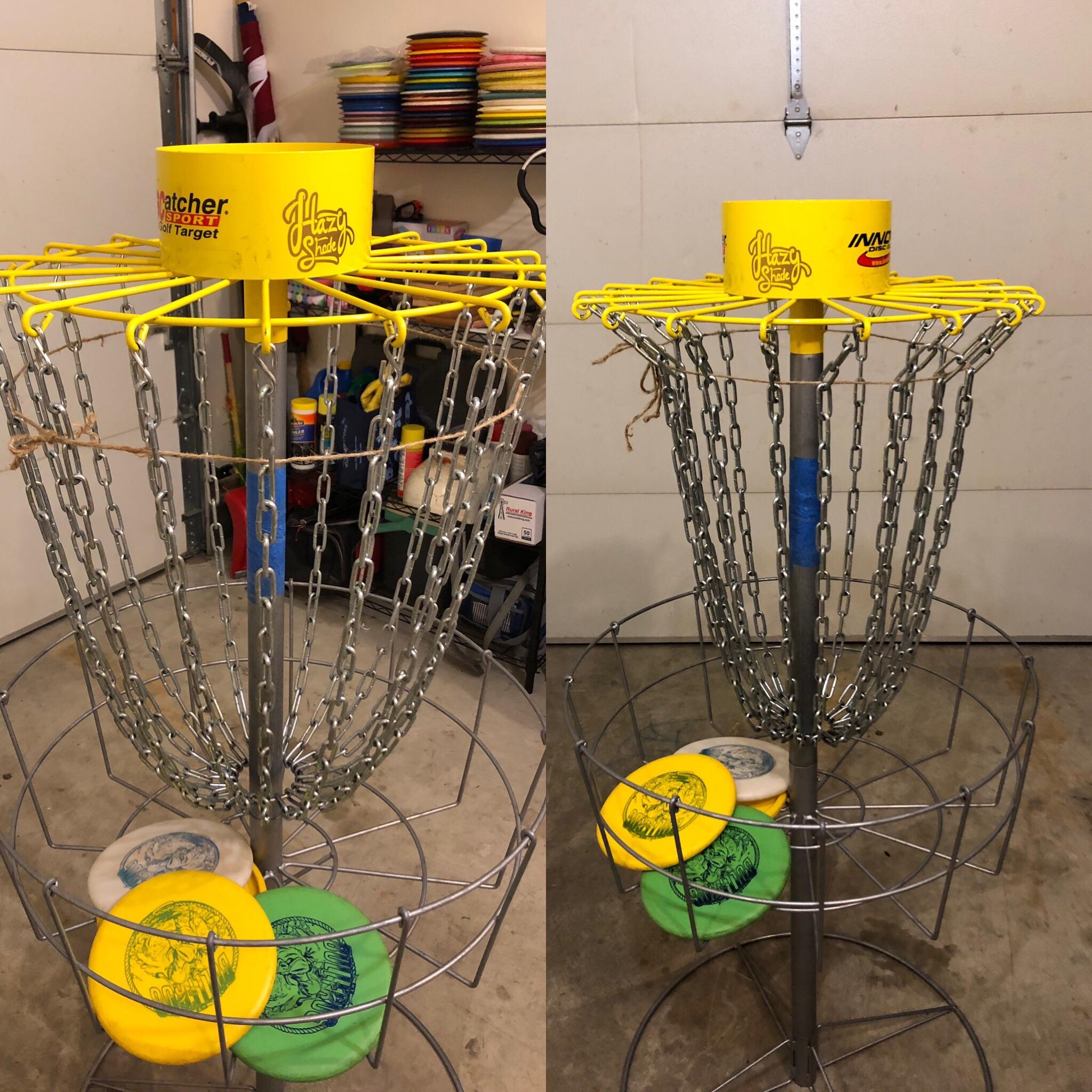 The cheap way to make your practice basket a marksman basket. r/discgolf