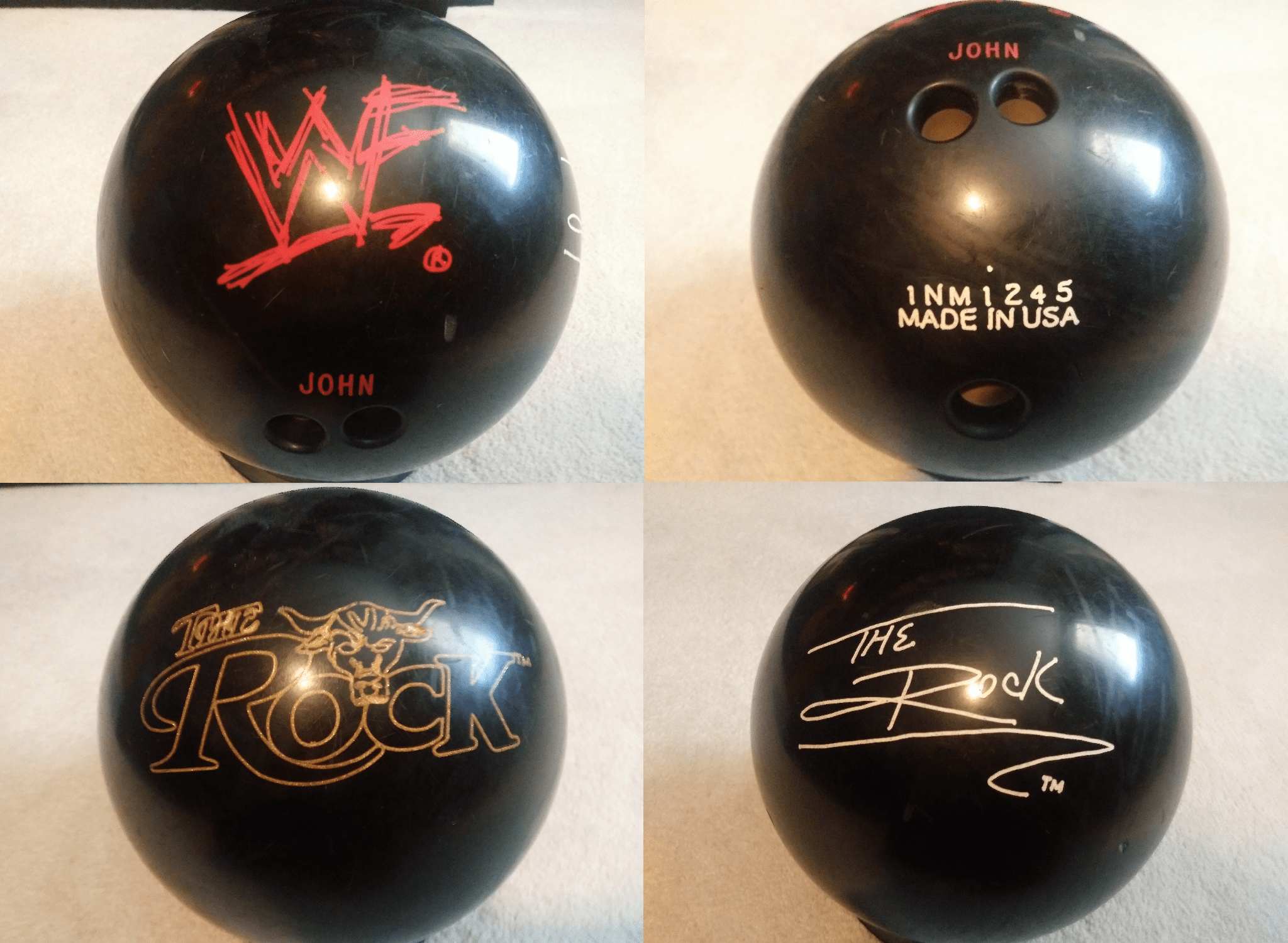 an old WWF/The Rock bowling ball that I found at a trading post r