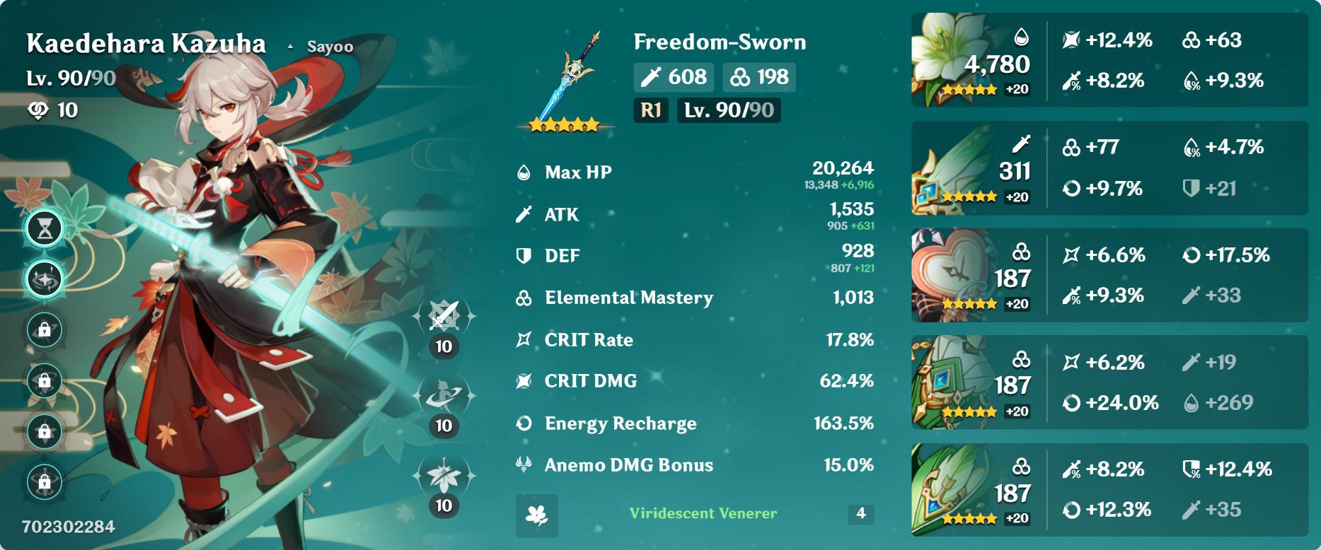 My 1k EM Kazuha! Had him since his first banner and upgraded him