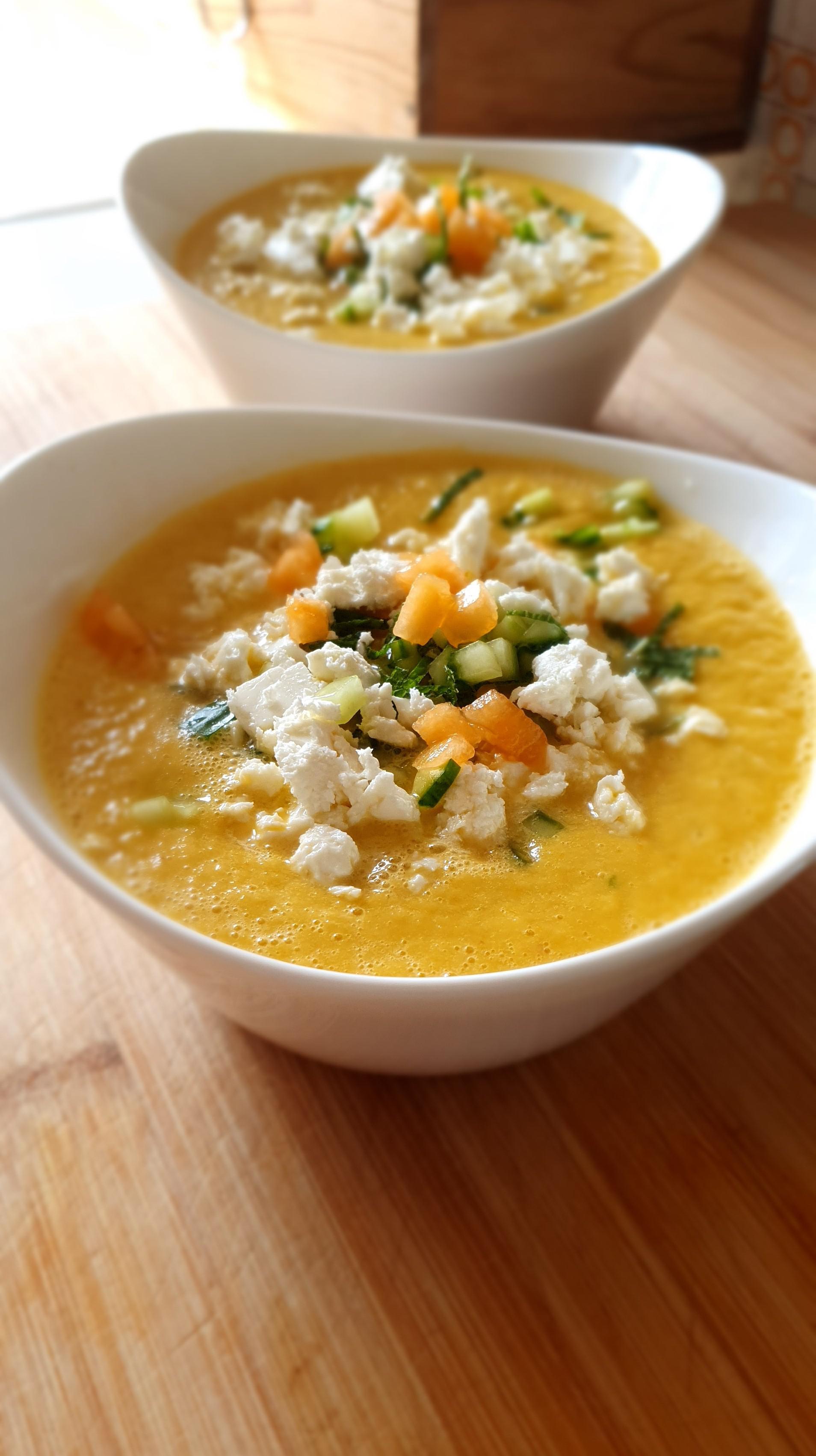 [Homemade] Melon Gaspacho with Greek Feta r/FoodPorn