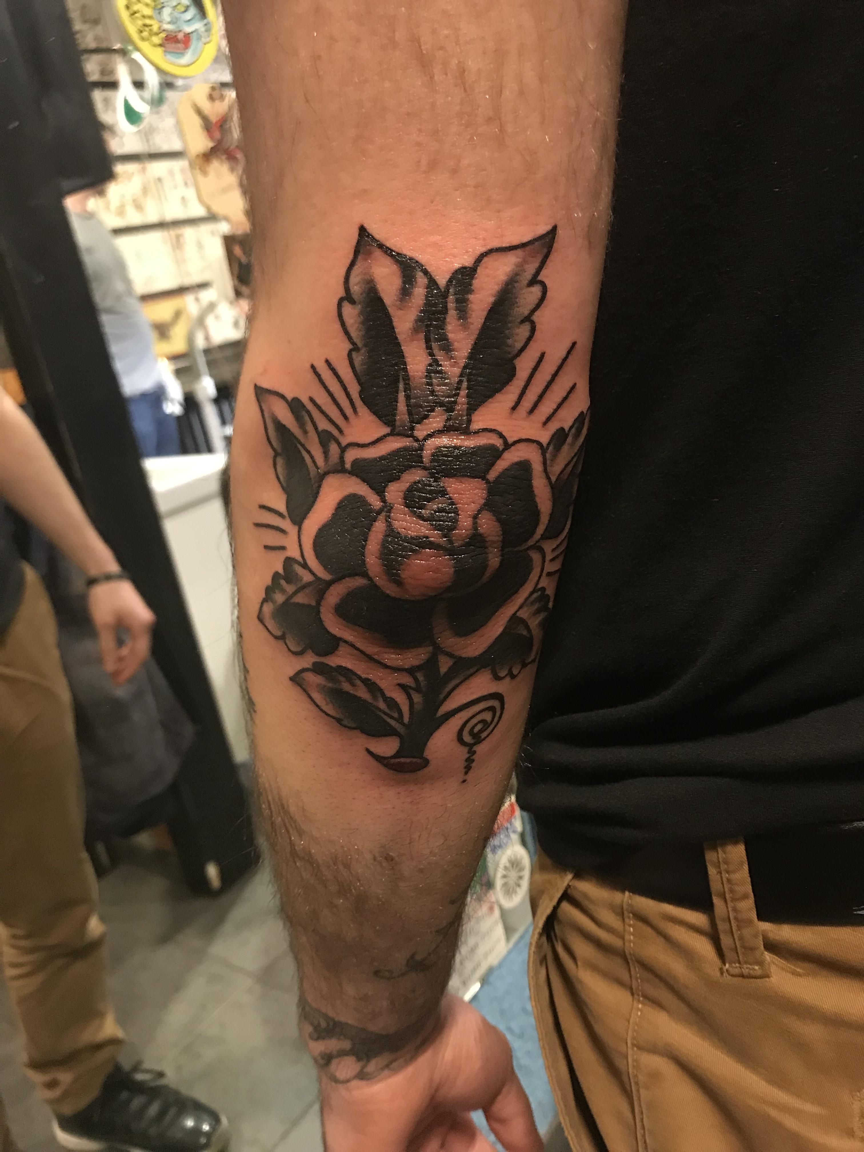 Traditional Rose by Kyle Skyer Tiger Rose Tattoo, MN tattoos
