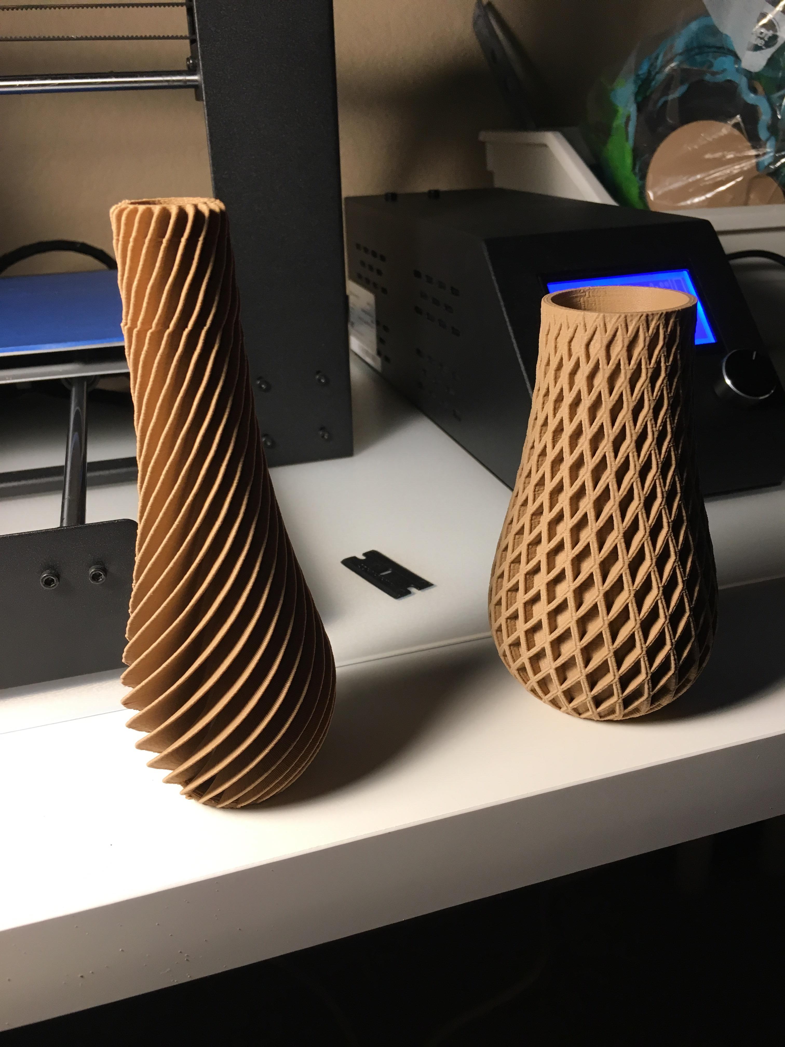Printing with the Hatchbox wood filament! Love it. These two are pre