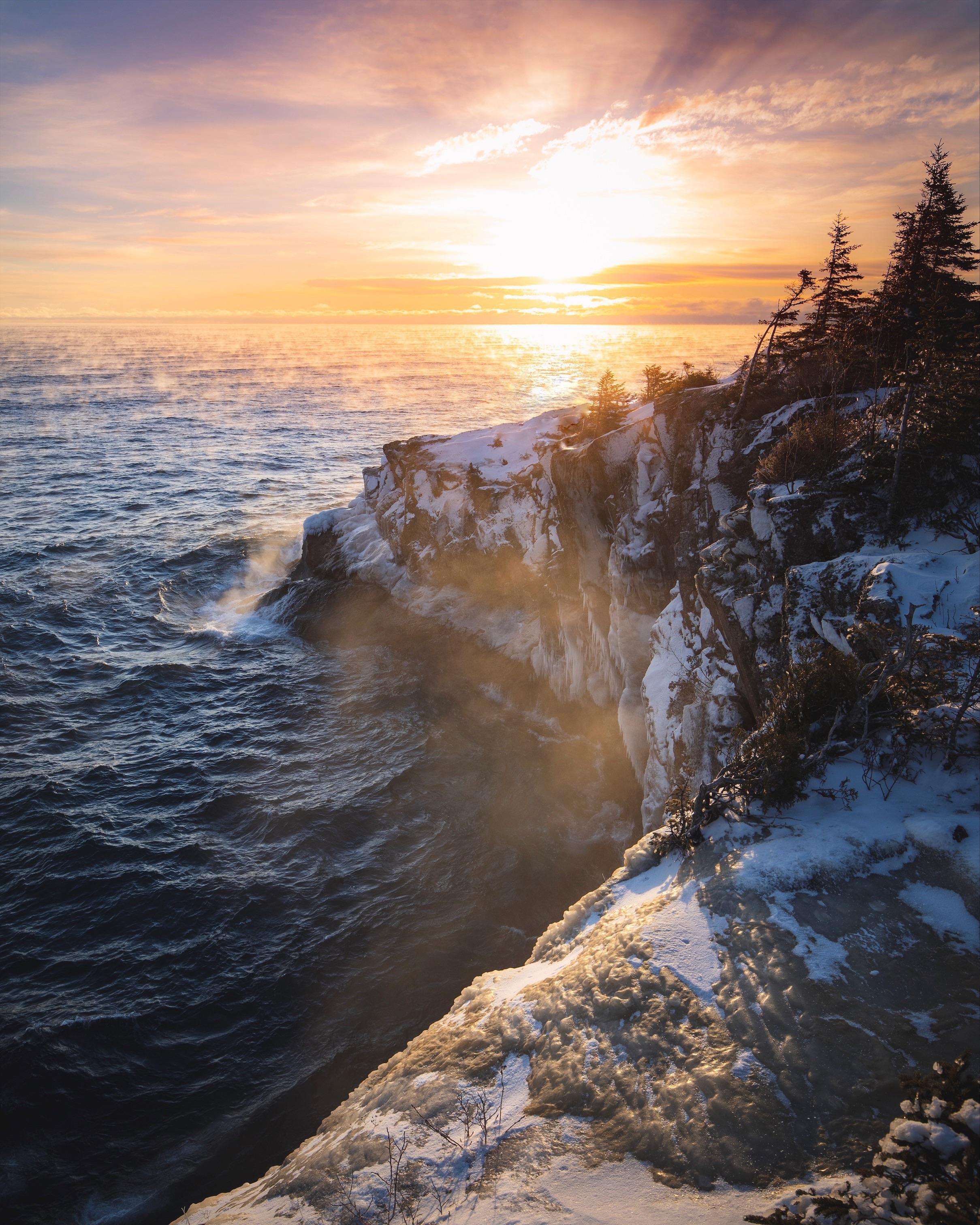 Waves and Steam on Lake Superior! Silver Bay, MN. [2419×3024] Instagram