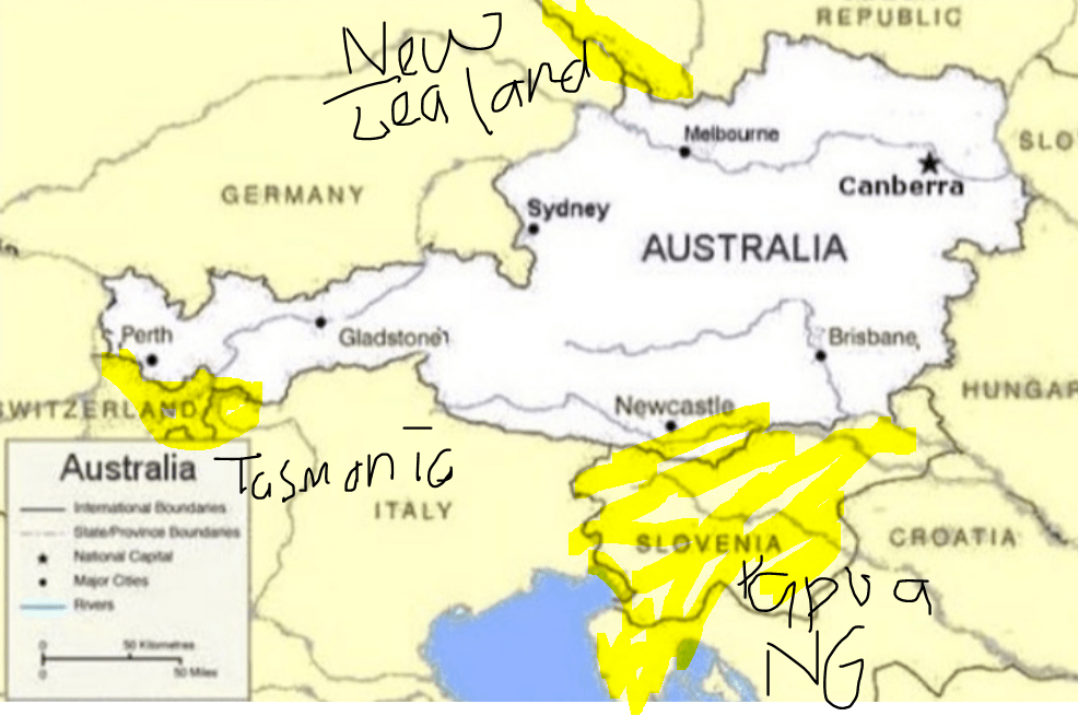 I put Austrian and Australian mild irredentism over the swapped Austria