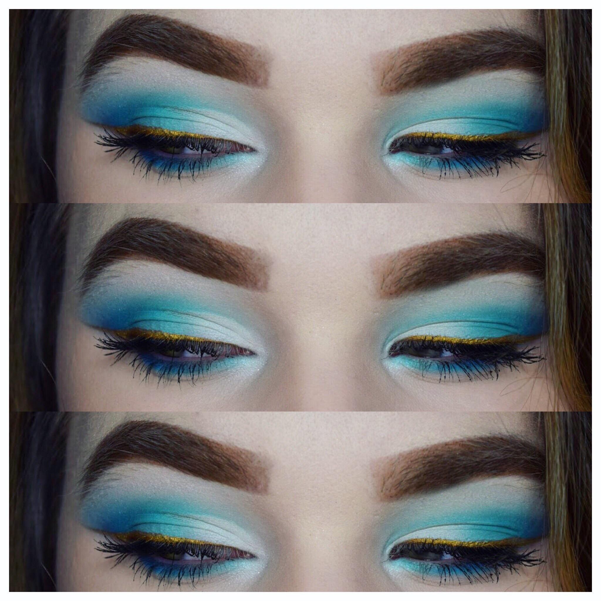 Smokey Blue Cut Crease With Gold Liner MakeupAddiction