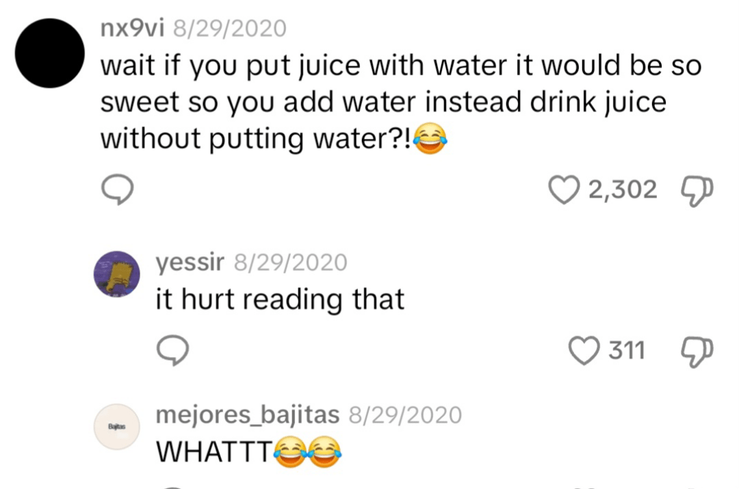 I think they were talking ab diluting juice that is too sweet r