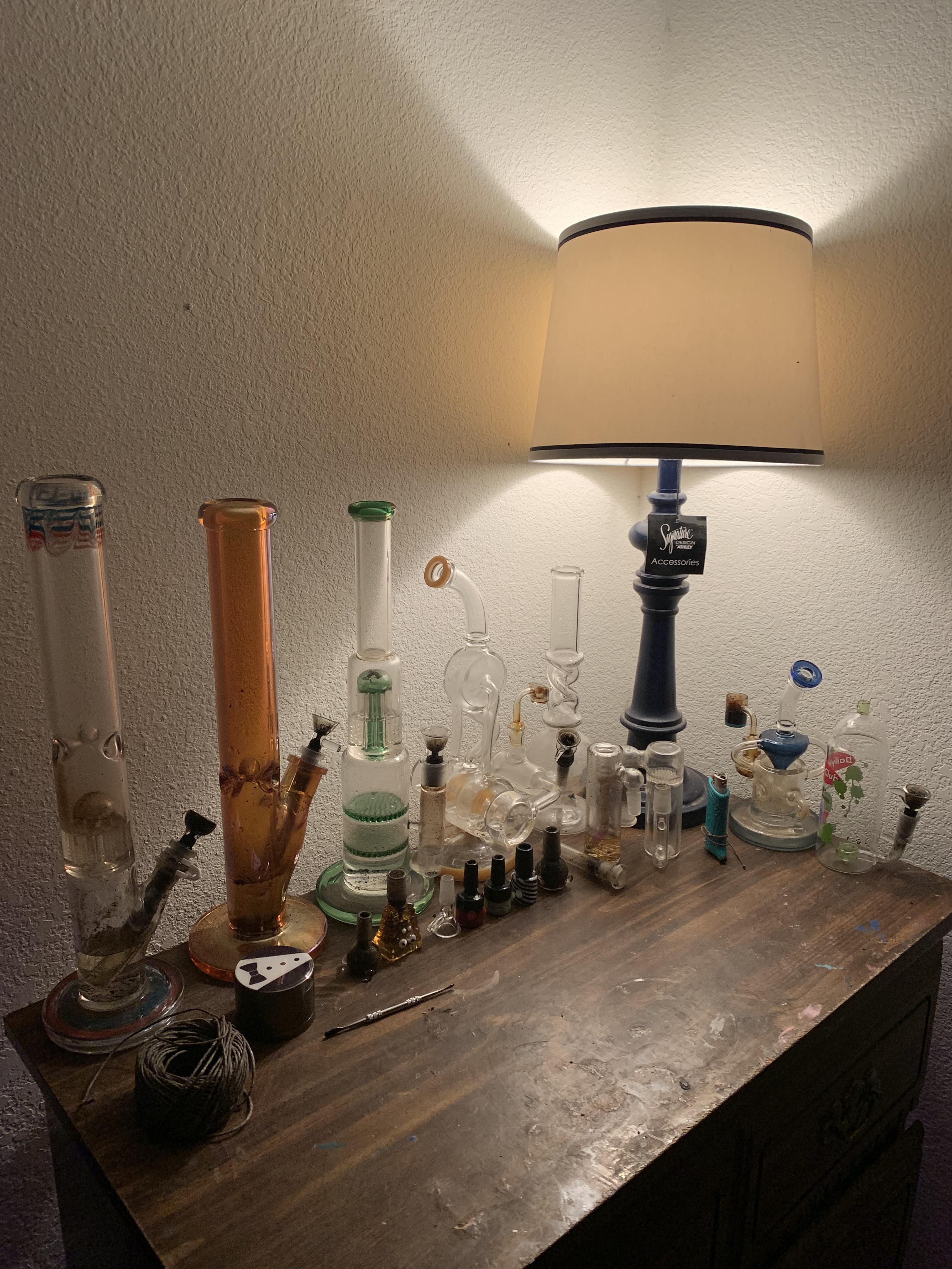 My Bong Shelf/Dresser. Want to get a display case. r/Bongs