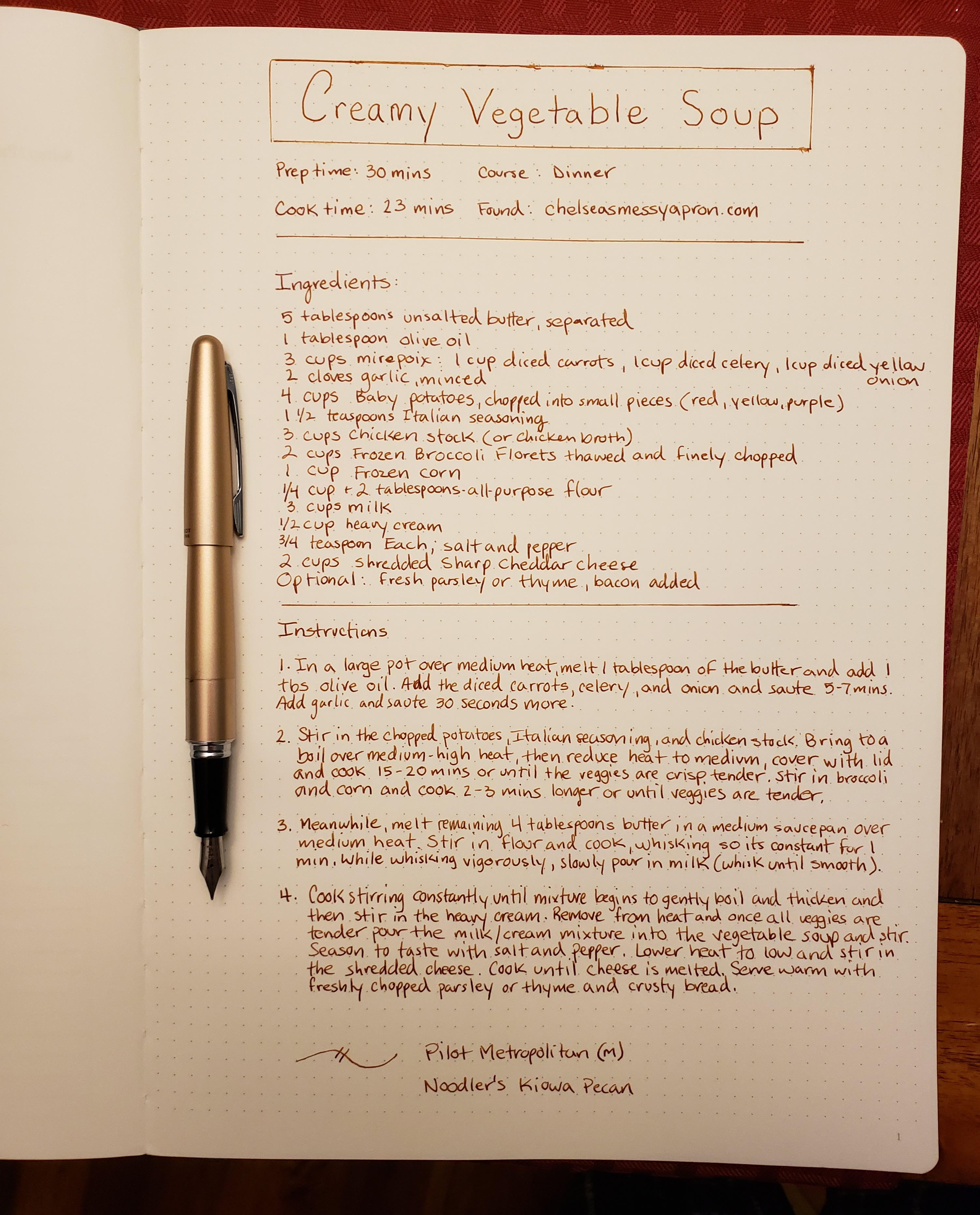 Creating a recipe journal with my fountain pens! Just another reason to