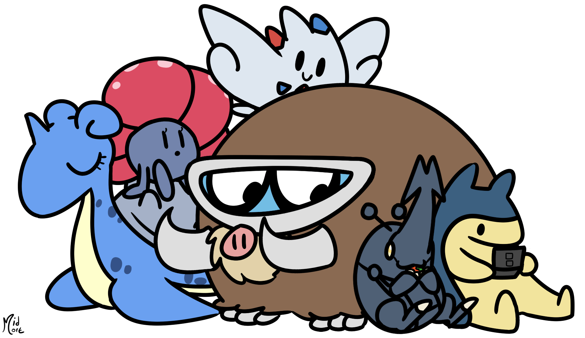 I drew my Johto team to celebrate the 9th anniversary of HeartGold and