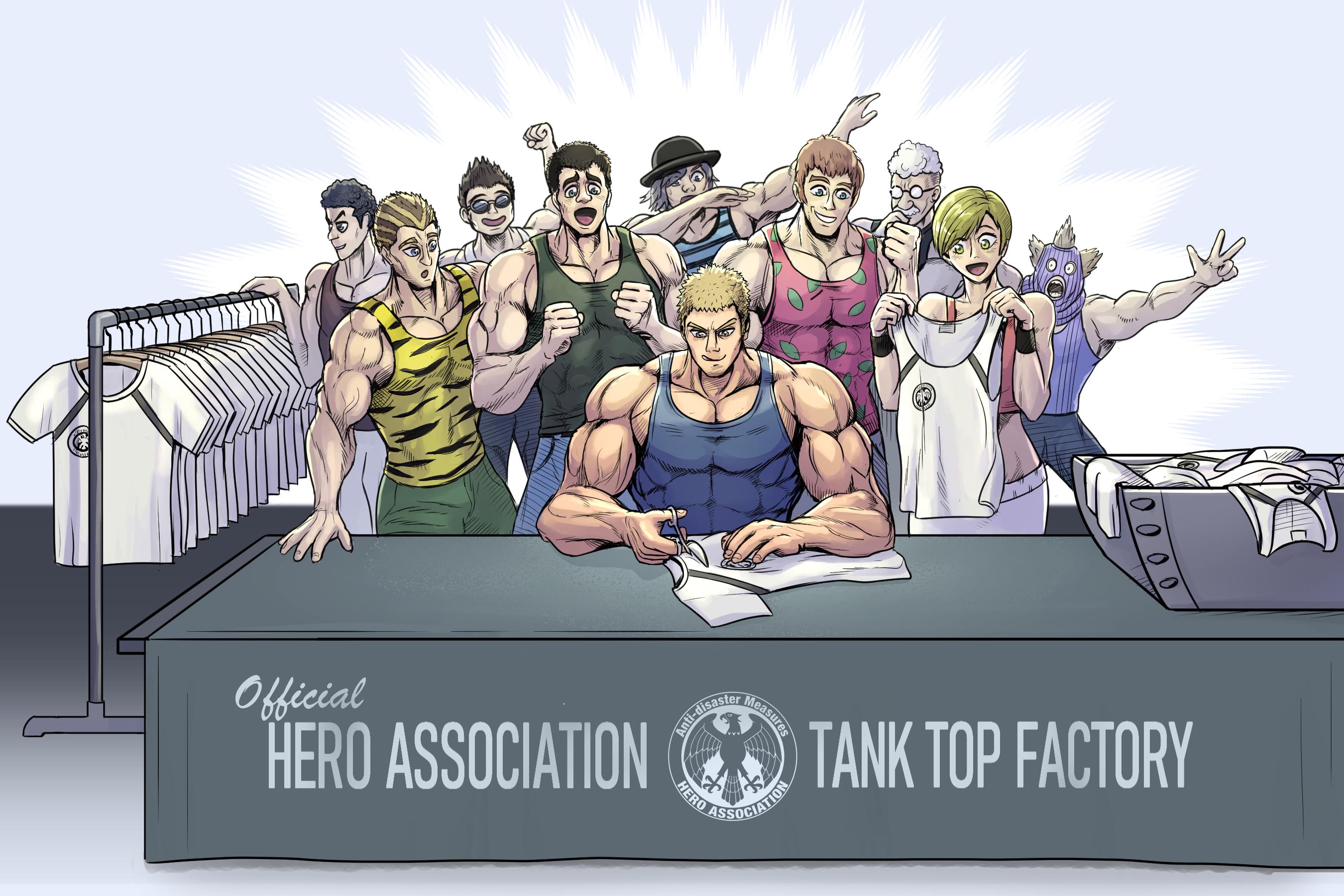 TankTop Master making new tank tops for the Hero Association (art by