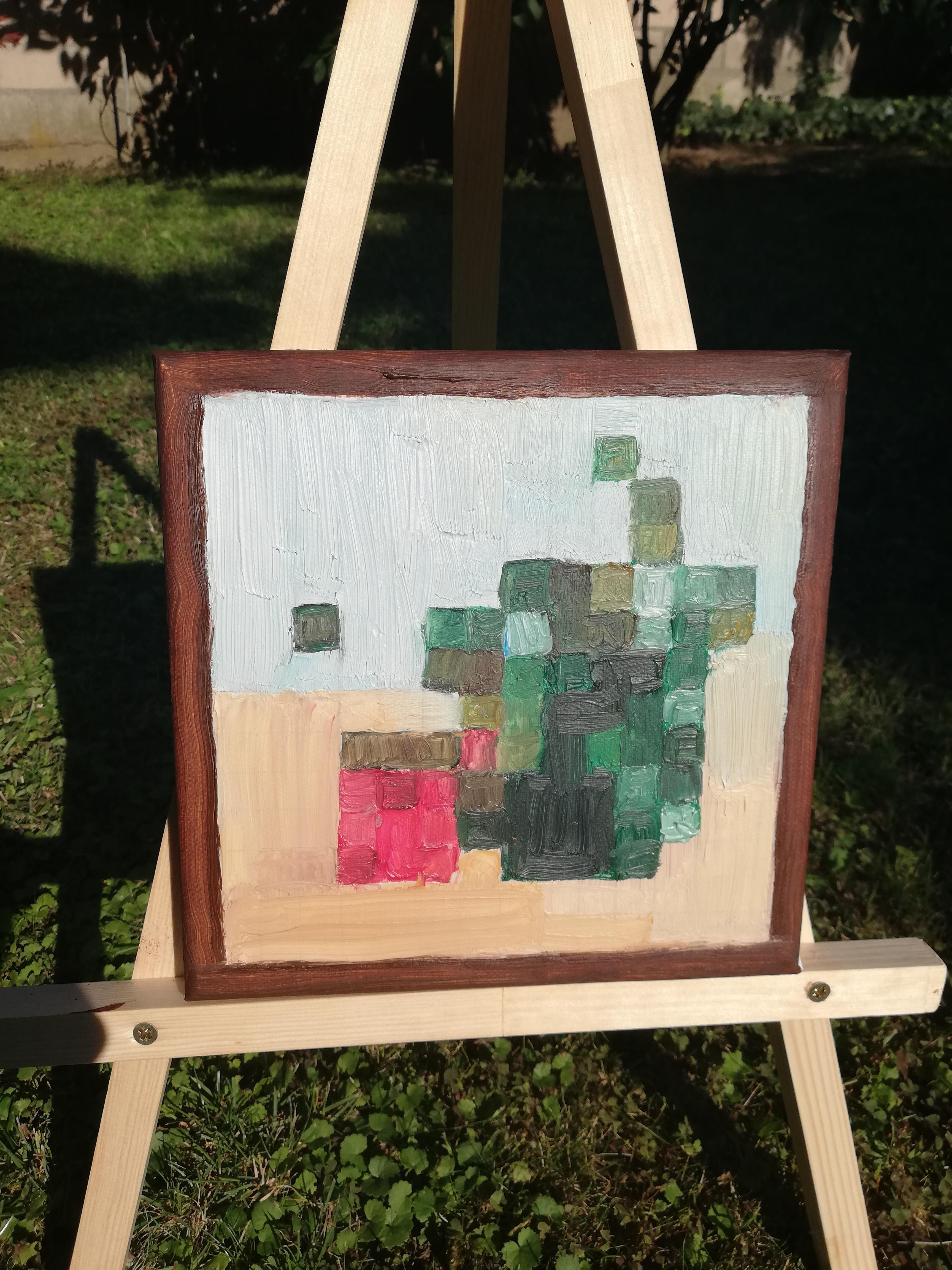 Minecraft painting IRL? Yes, please. Oil paints on canvas. r/gaming