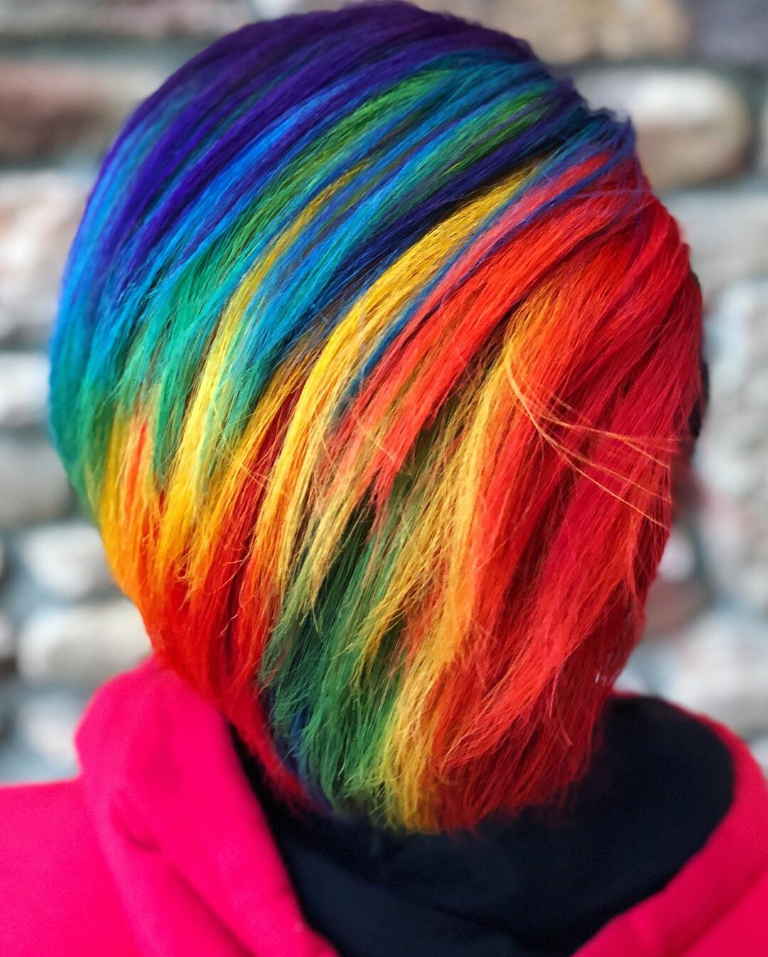 Dyed my hair rainbow a couple months ago for graduation! Hair