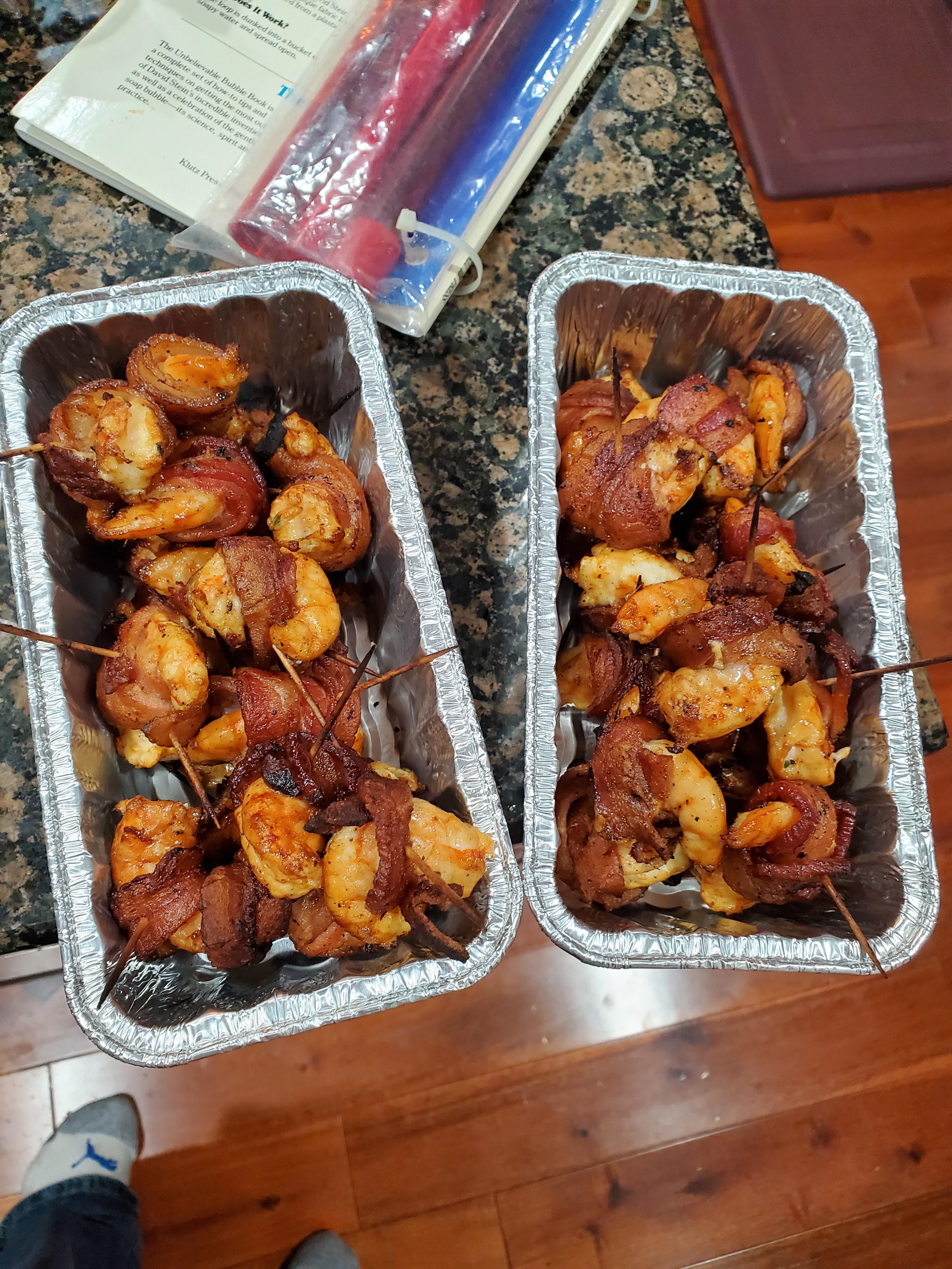 Bacon wrapped shrimp on traeger 575 pro. r/pelletgrills