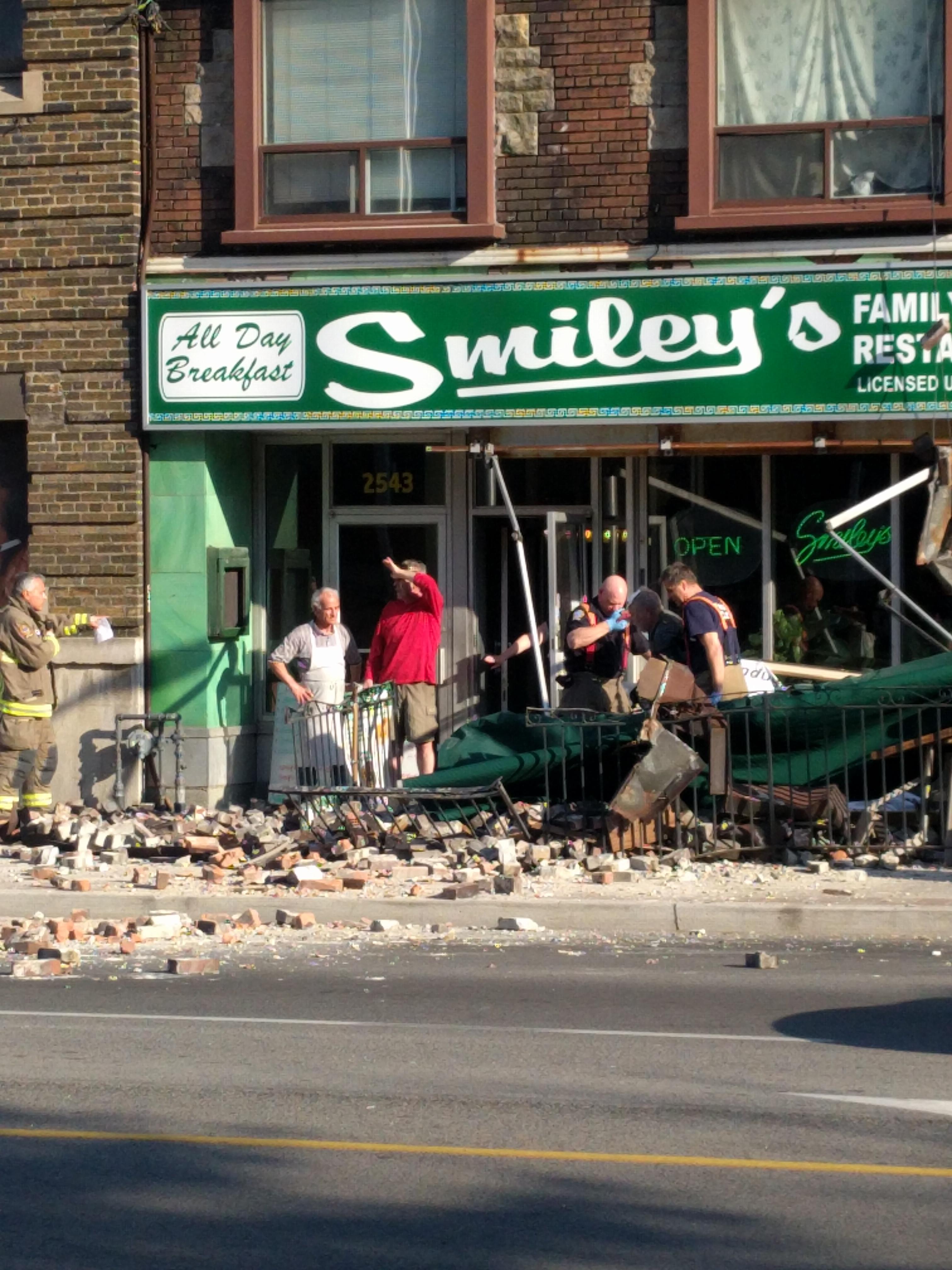Danforth and Main... Parts of the roof fell off the