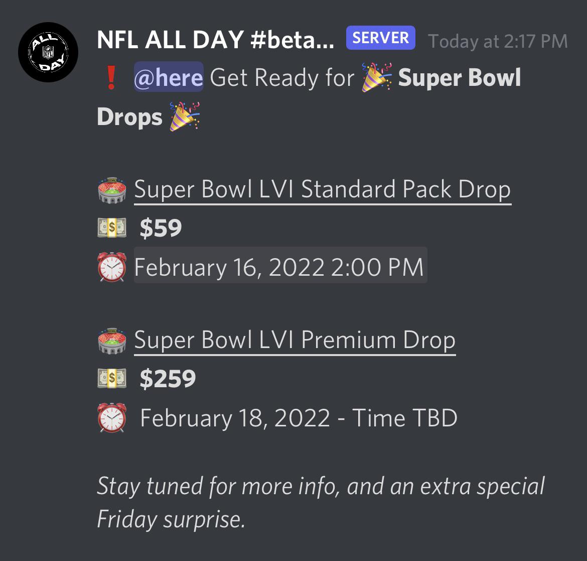 Drop Tomorrow and Friday r/nflalldayNFT