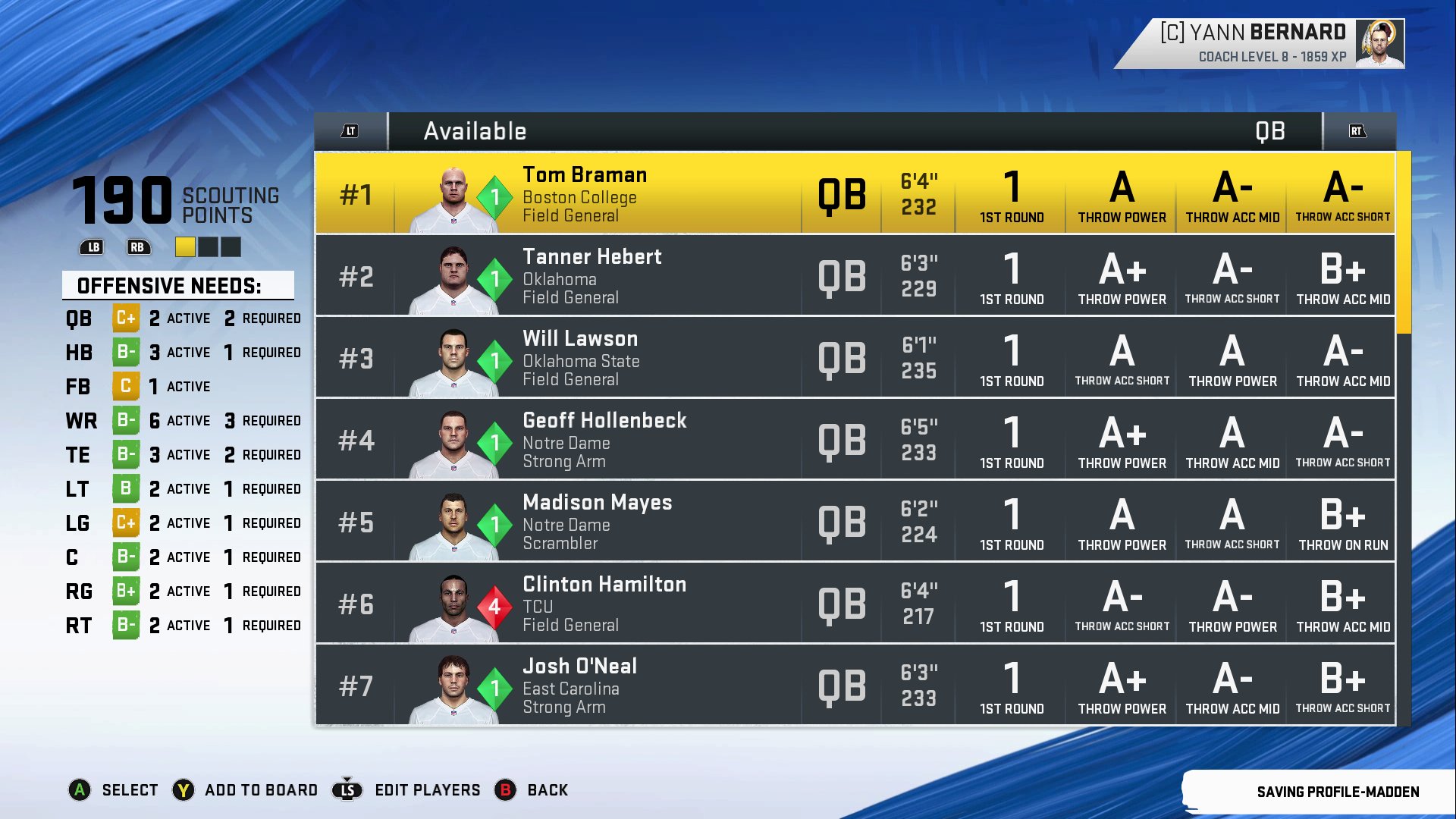 My first ever exceptional QB draft class. r/Madden