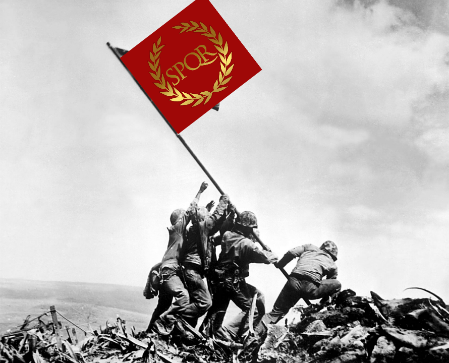 Brave roman legionnaires raising the roman flag on poppy Hill r/RoughRomanMemes