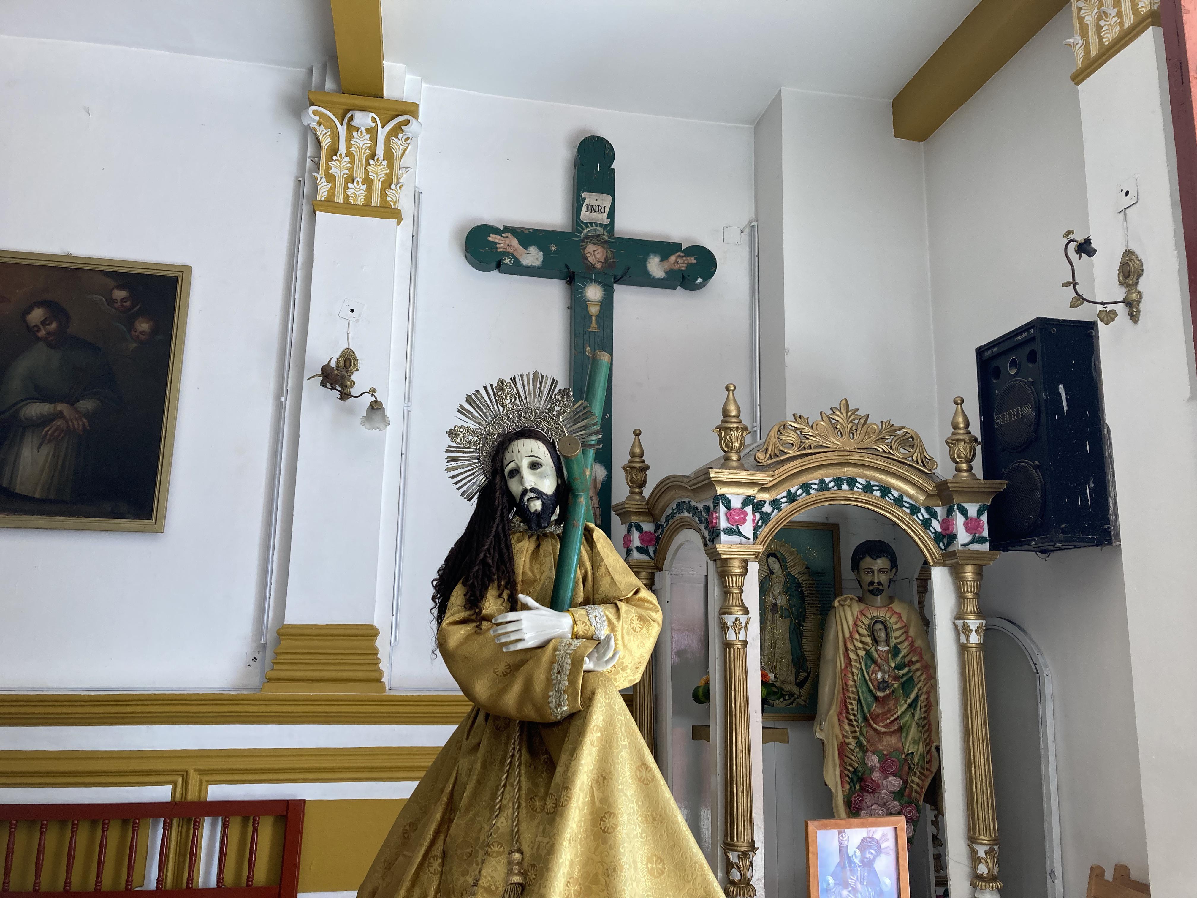 This statue of Jesus, inside a Catholic Church in San Cristobal
