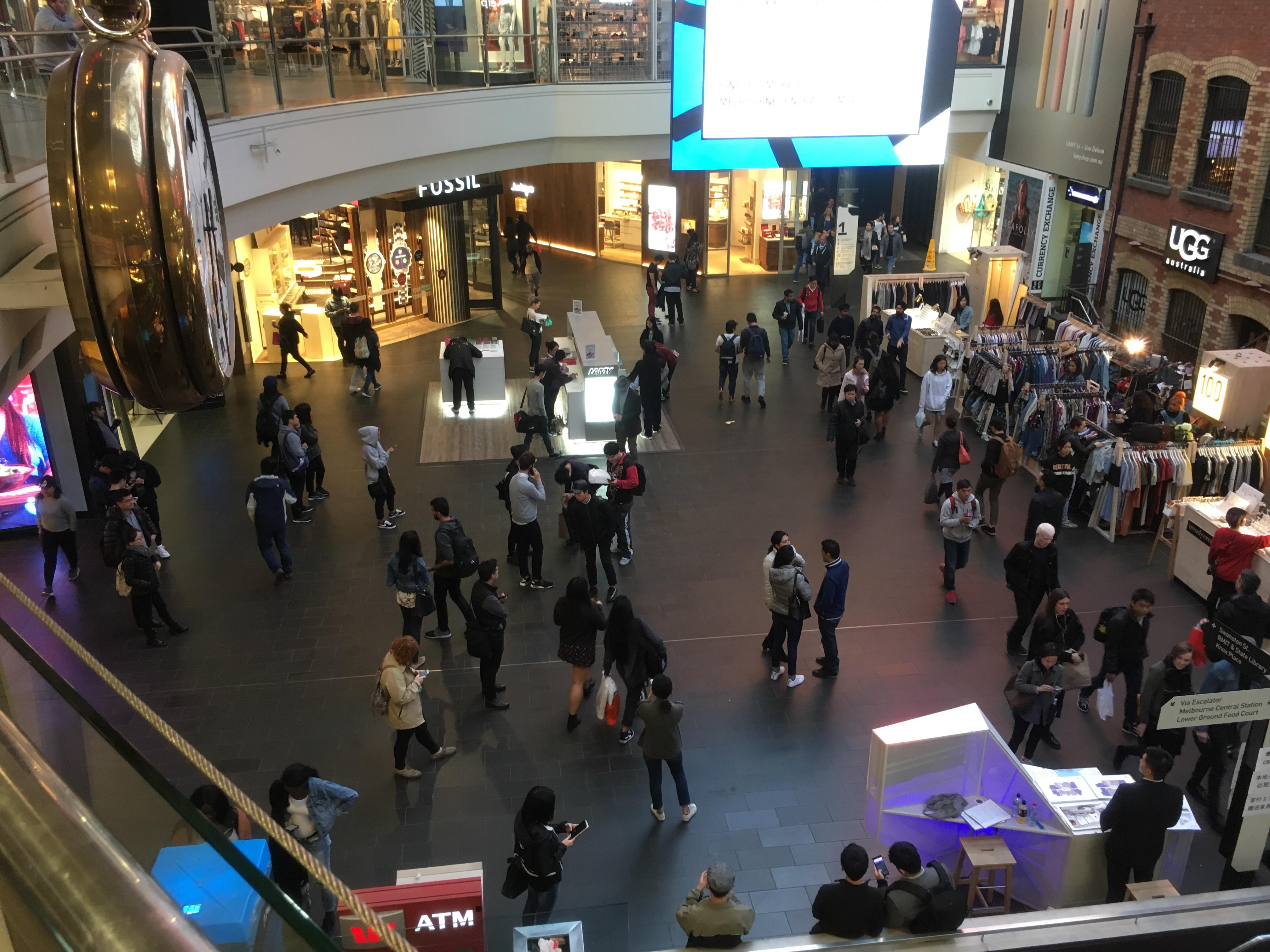 Melbourne Central under the clock on a Friday afternoon, after work