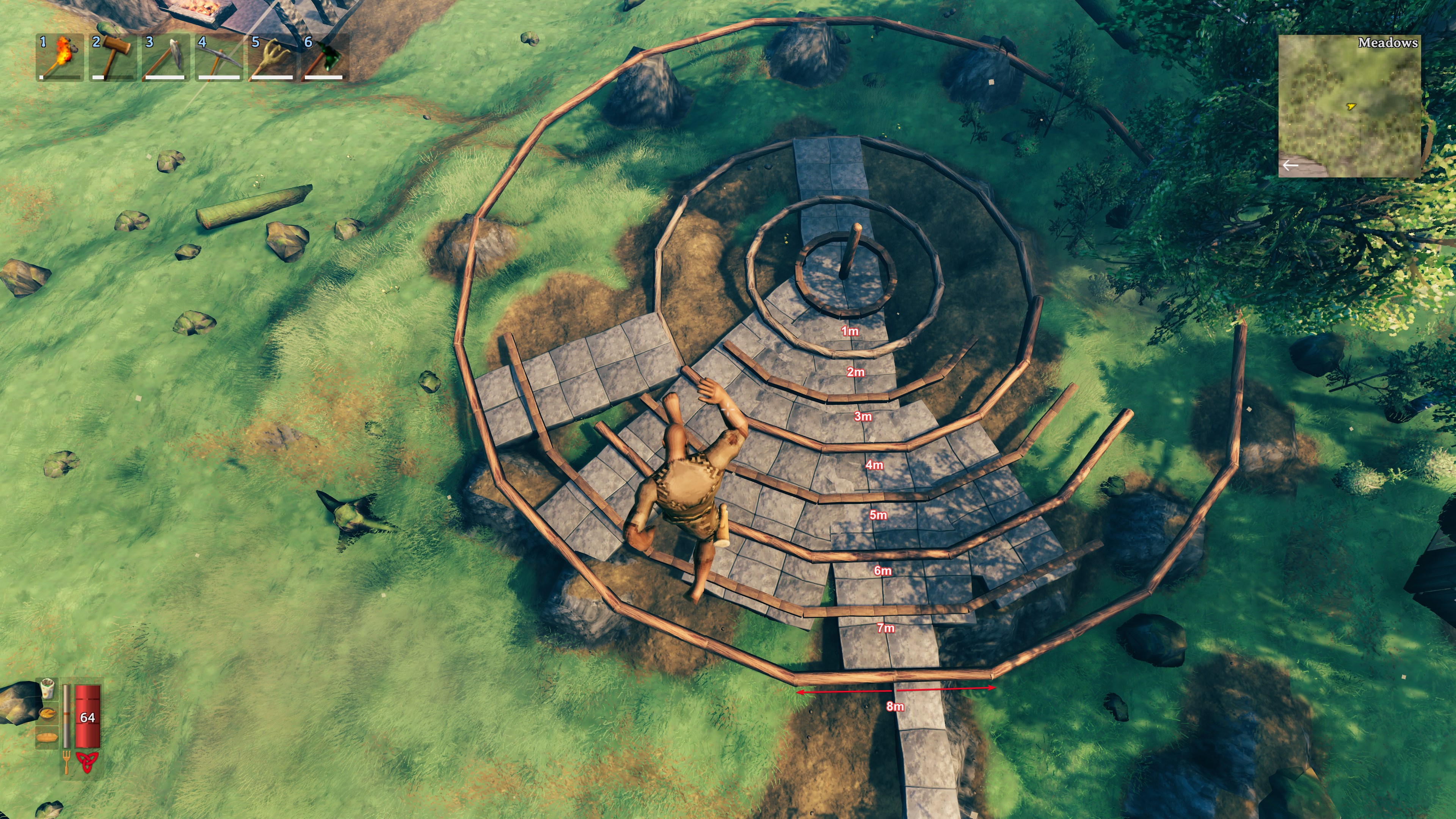 Made myself a reference for simple circular builds valheim