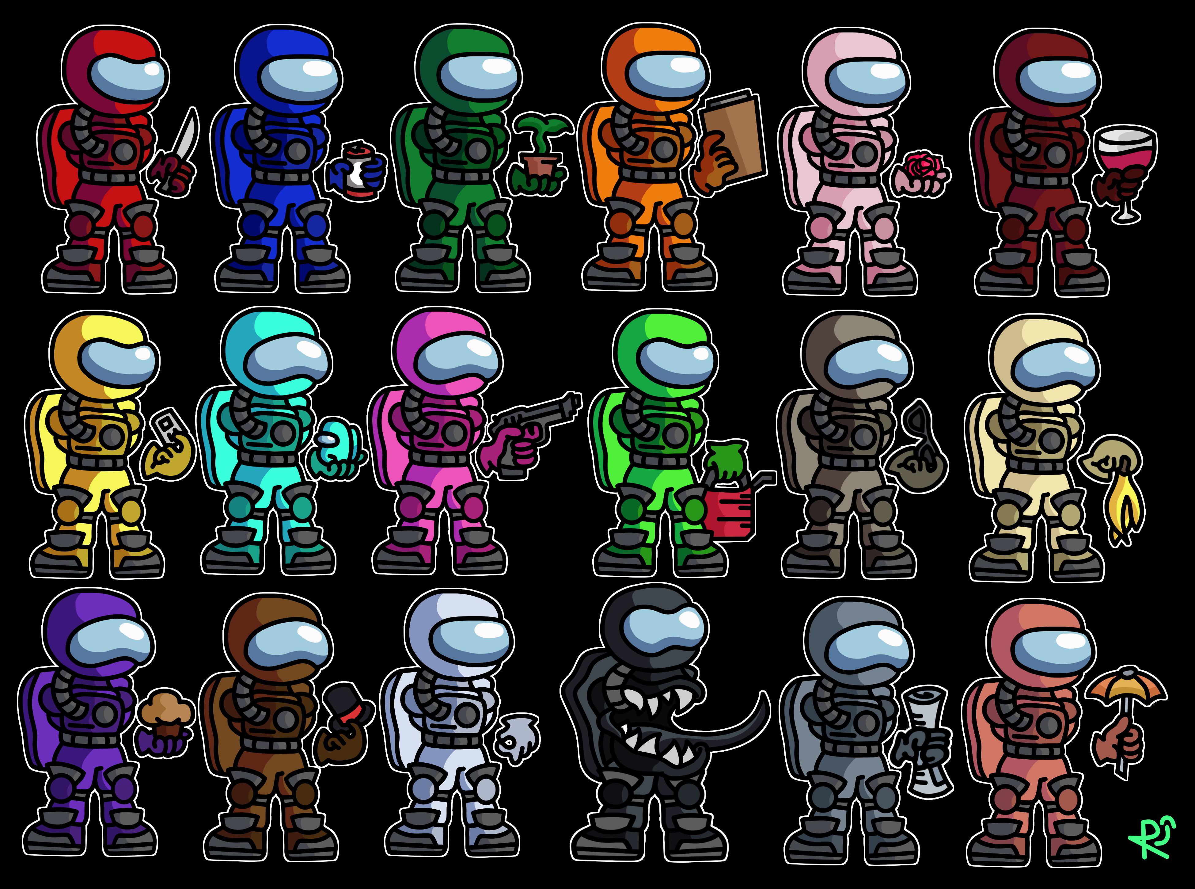 I’ve done all among us crewmates in my style + the six new revealed