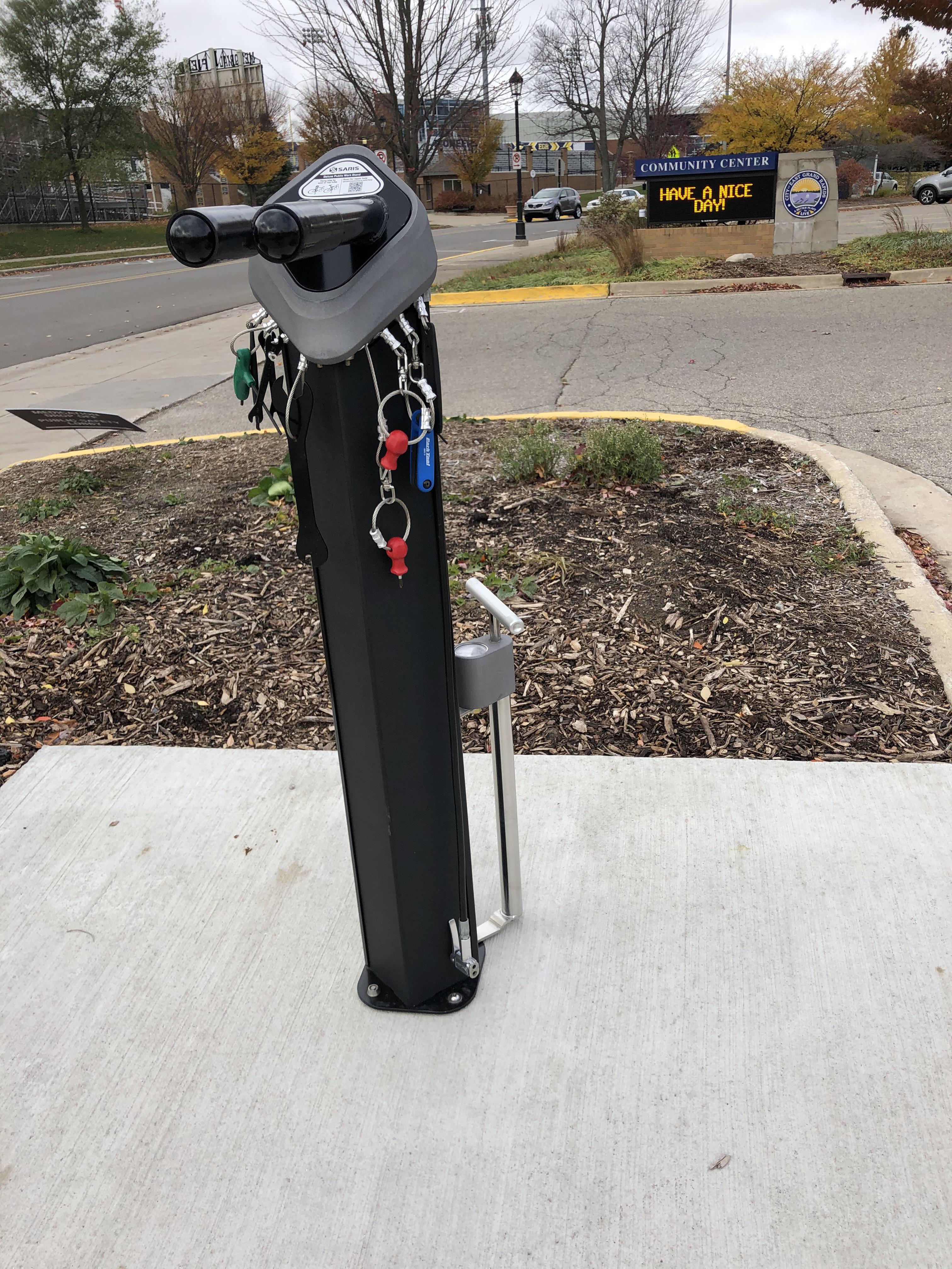 Bike repair station at our library (I live in a biking community and