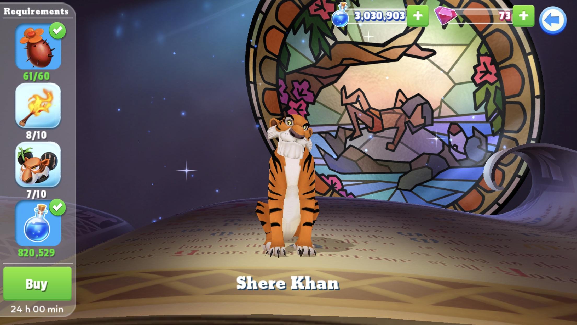 Shere Khan’s magic cost dropped and his ears changed drastically. He