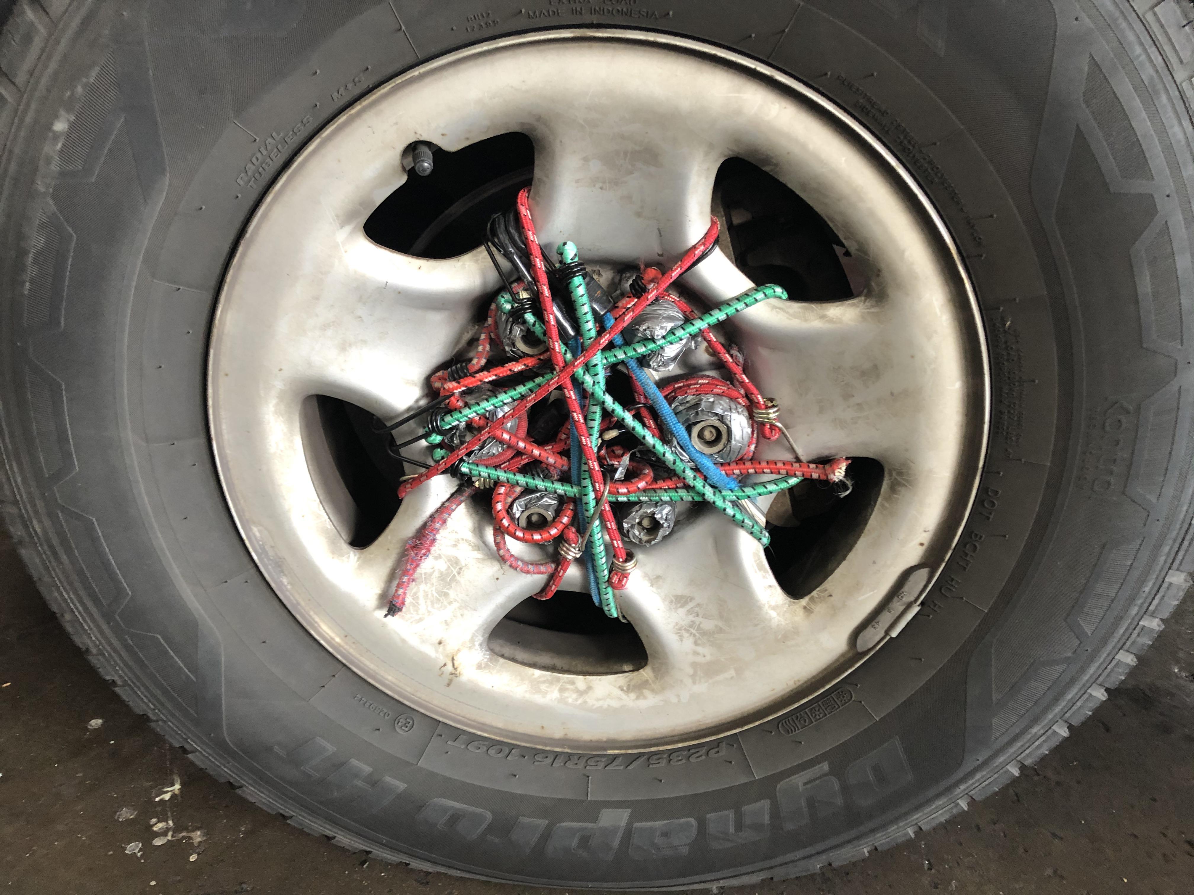 Please check for loose wheel. Lugnuts wont tighten....Literally drove