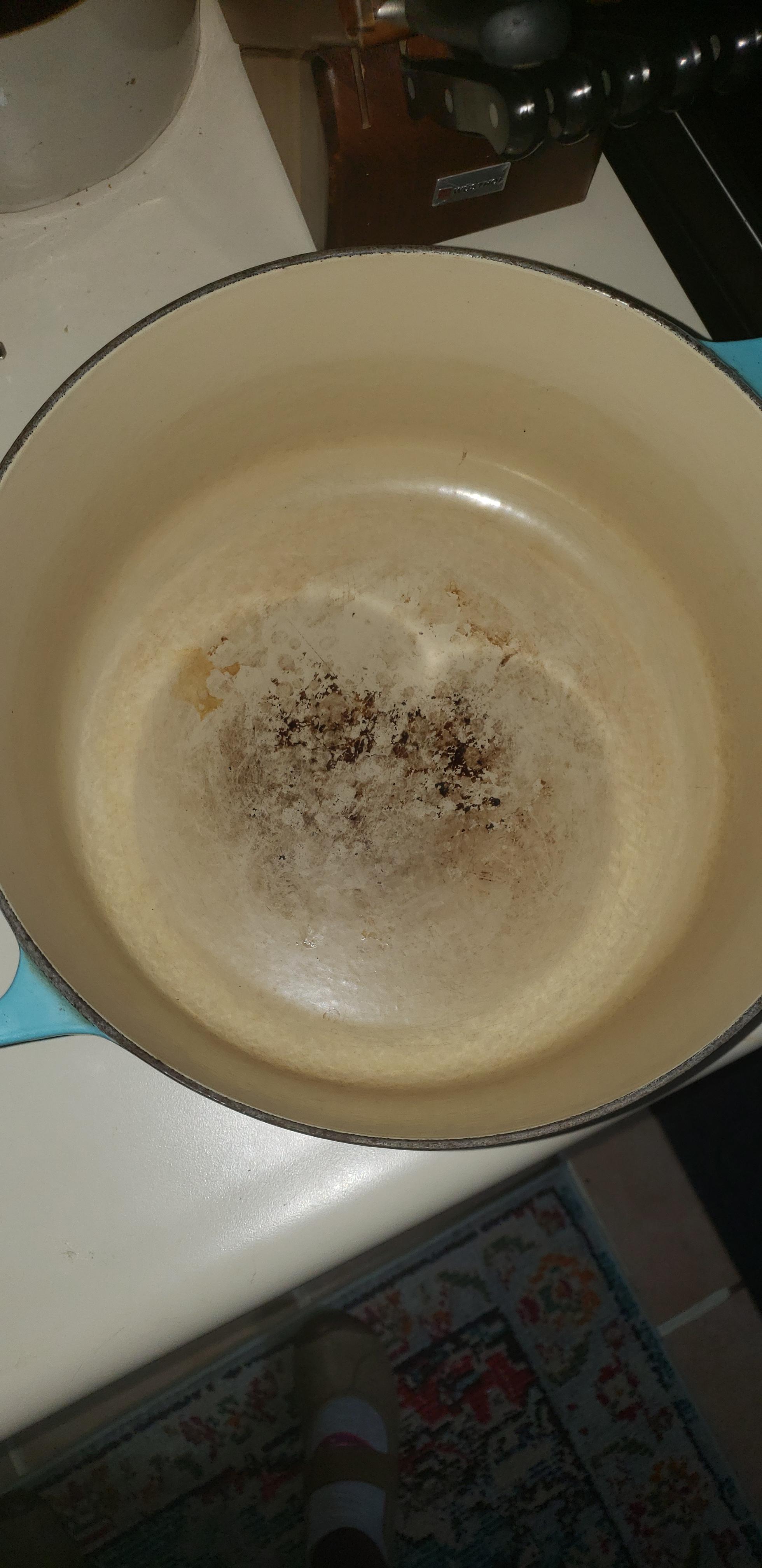 La Creuset Dutch oven popcorn burn fail. Any tips on a good material to