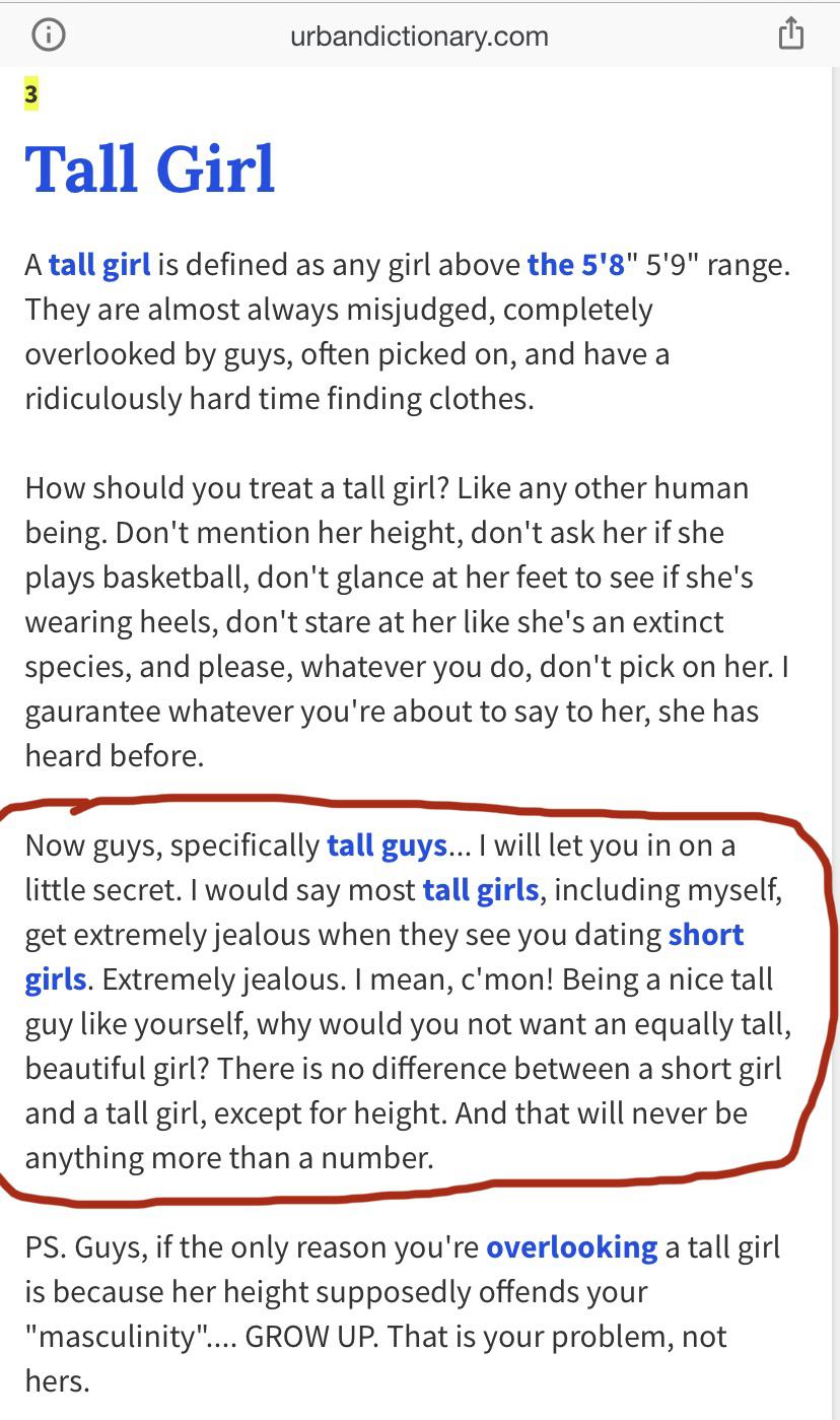 Tall girl feels entitled to a tall boyfriend r/EntitledBitch