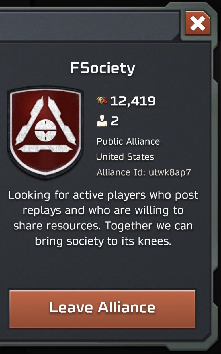 We are FSociety! The guild just started but we’re NOT new were just looking to gear up for the