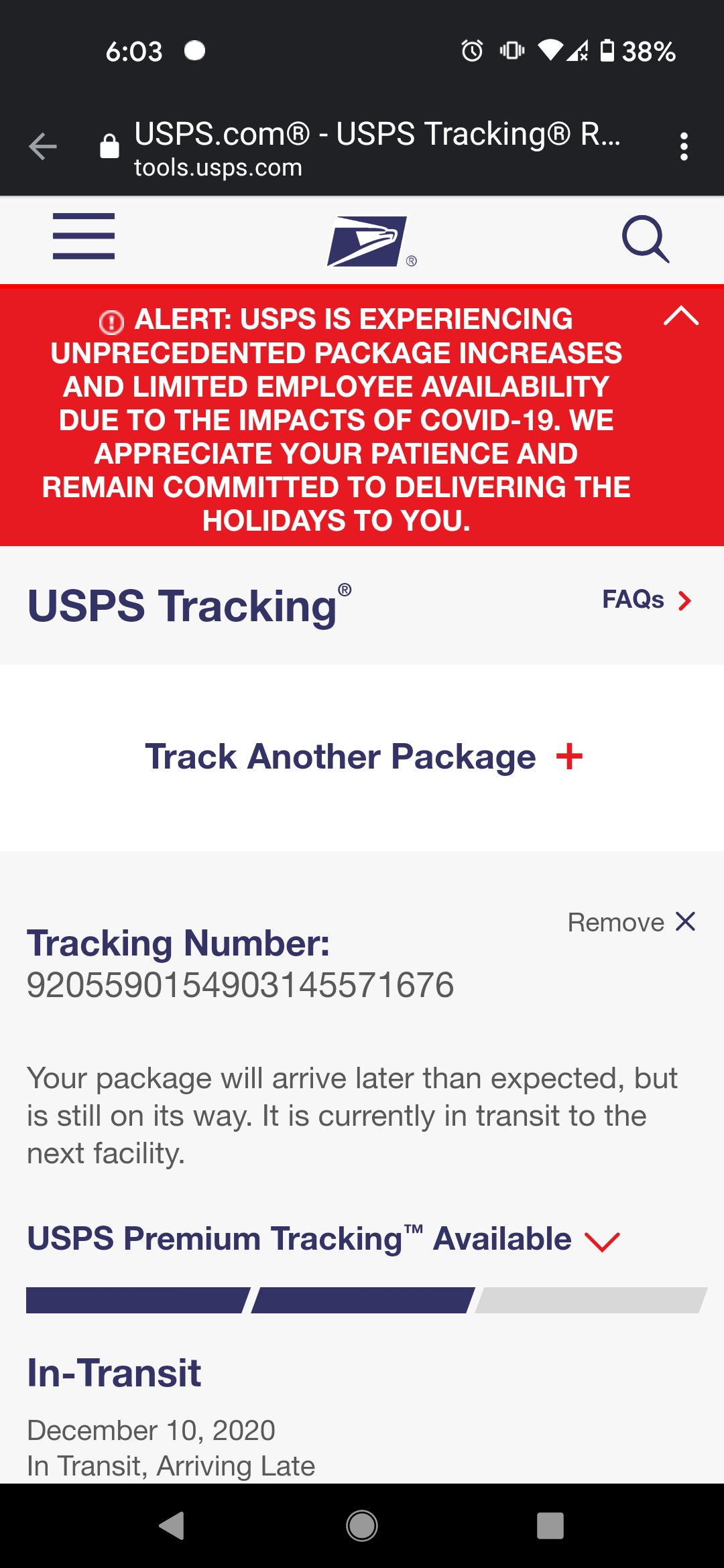 USPS now realizes.. package still stuck in transit