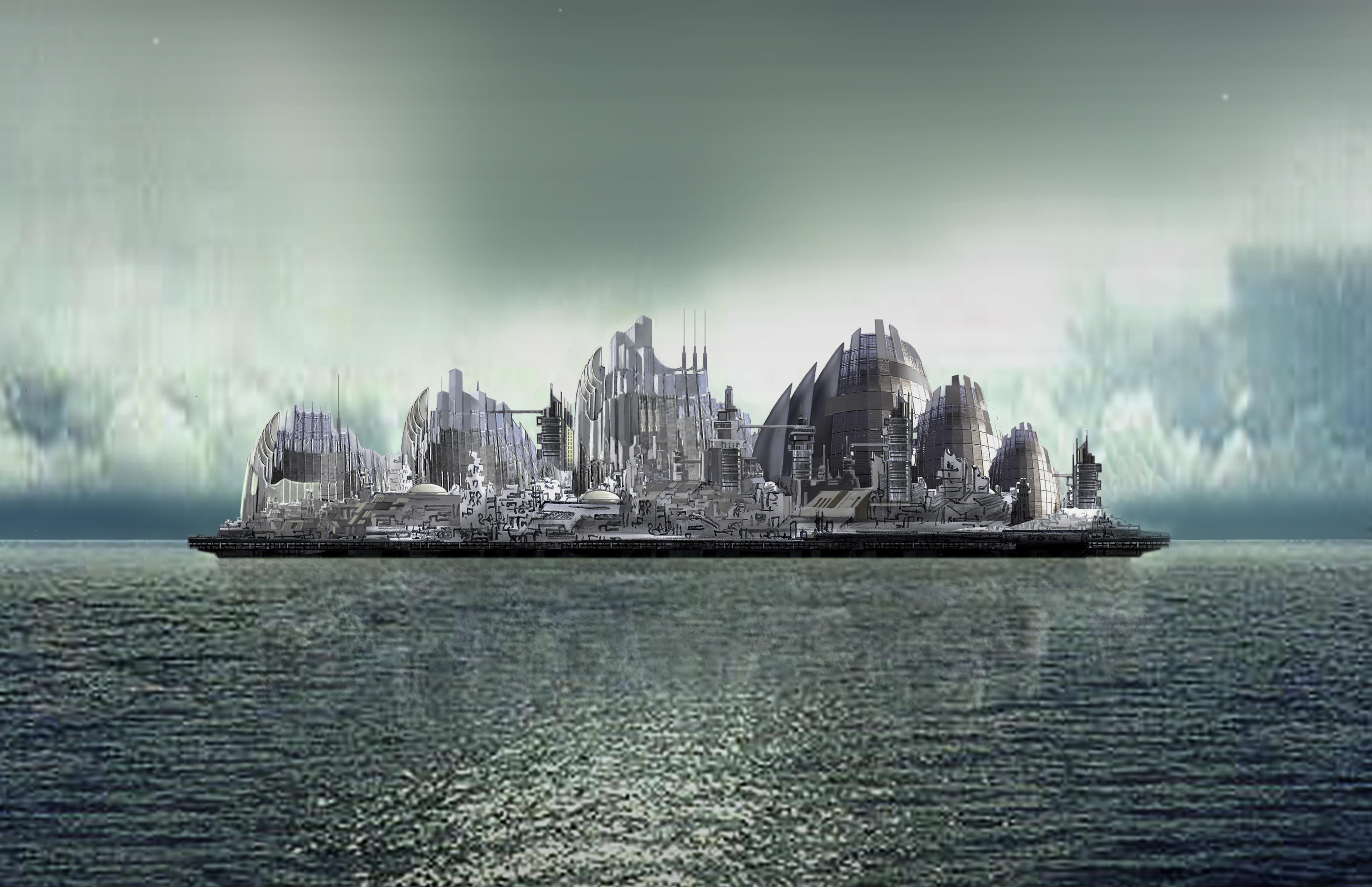 Preliminary Atlantis concept art by James Robbins Stargate